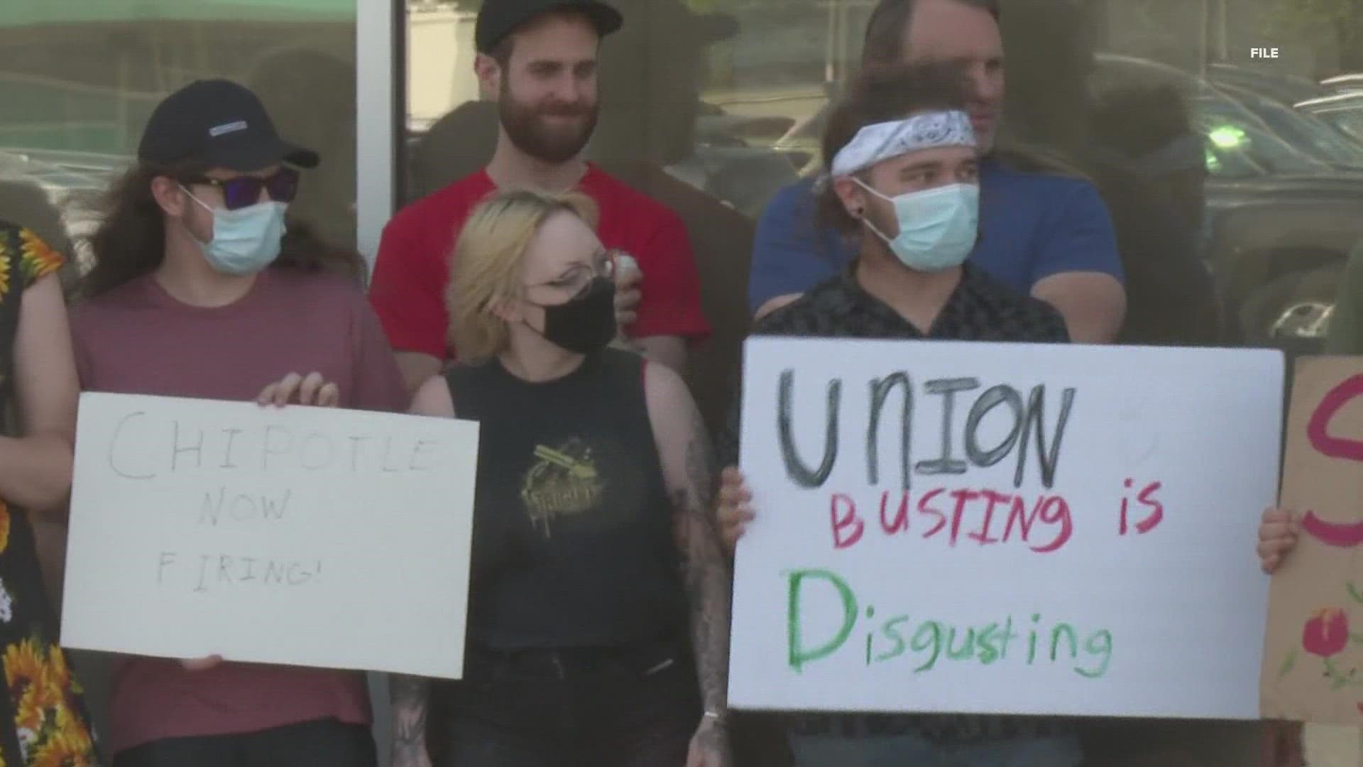 Chipotle's Augusta location was closed weeks after employees sought to unionize.