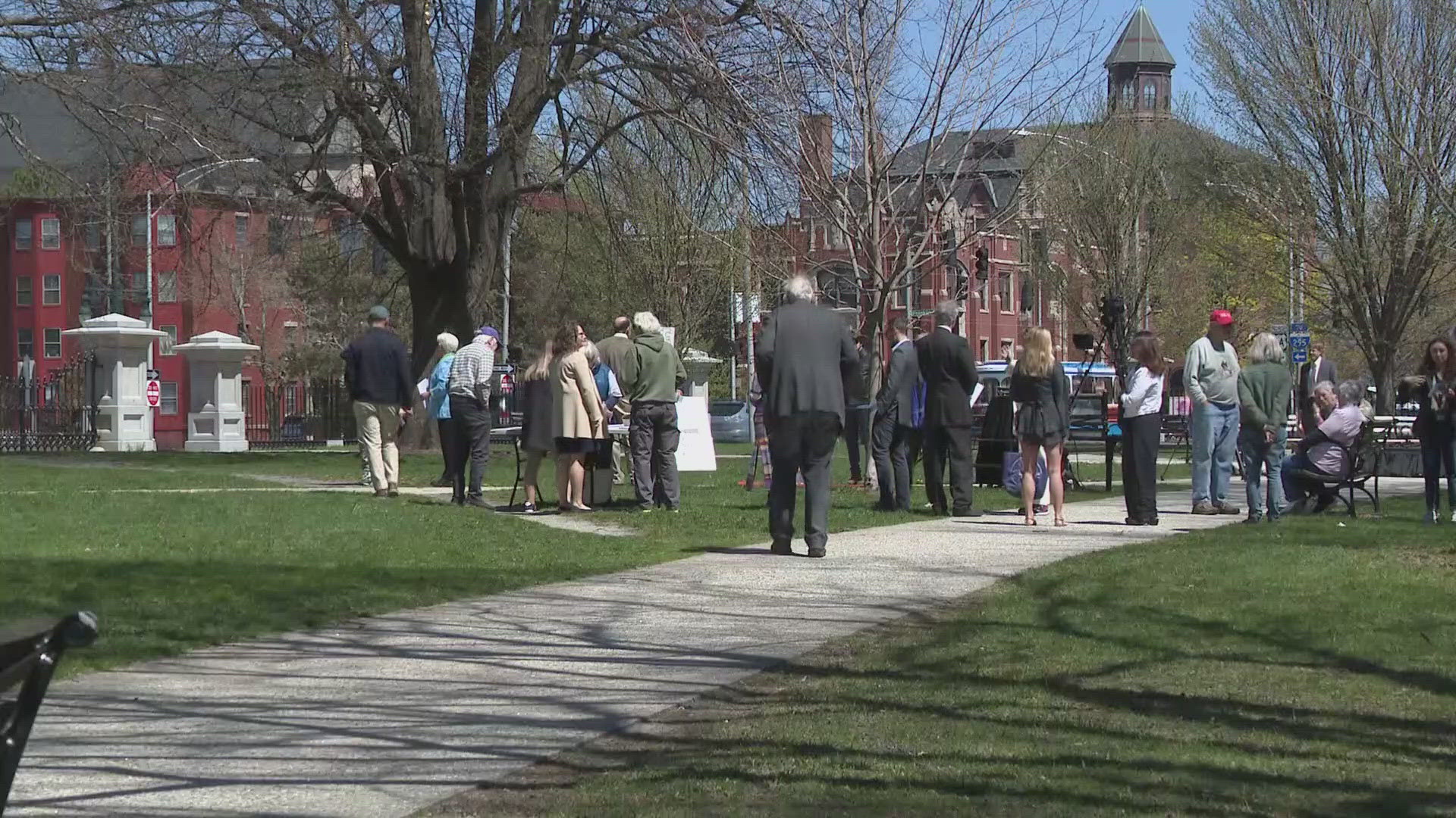 A group of lawyers and leaders held a news conference in Portland's Lincoln Park, reaffirming their oath to uphold the rule of law.