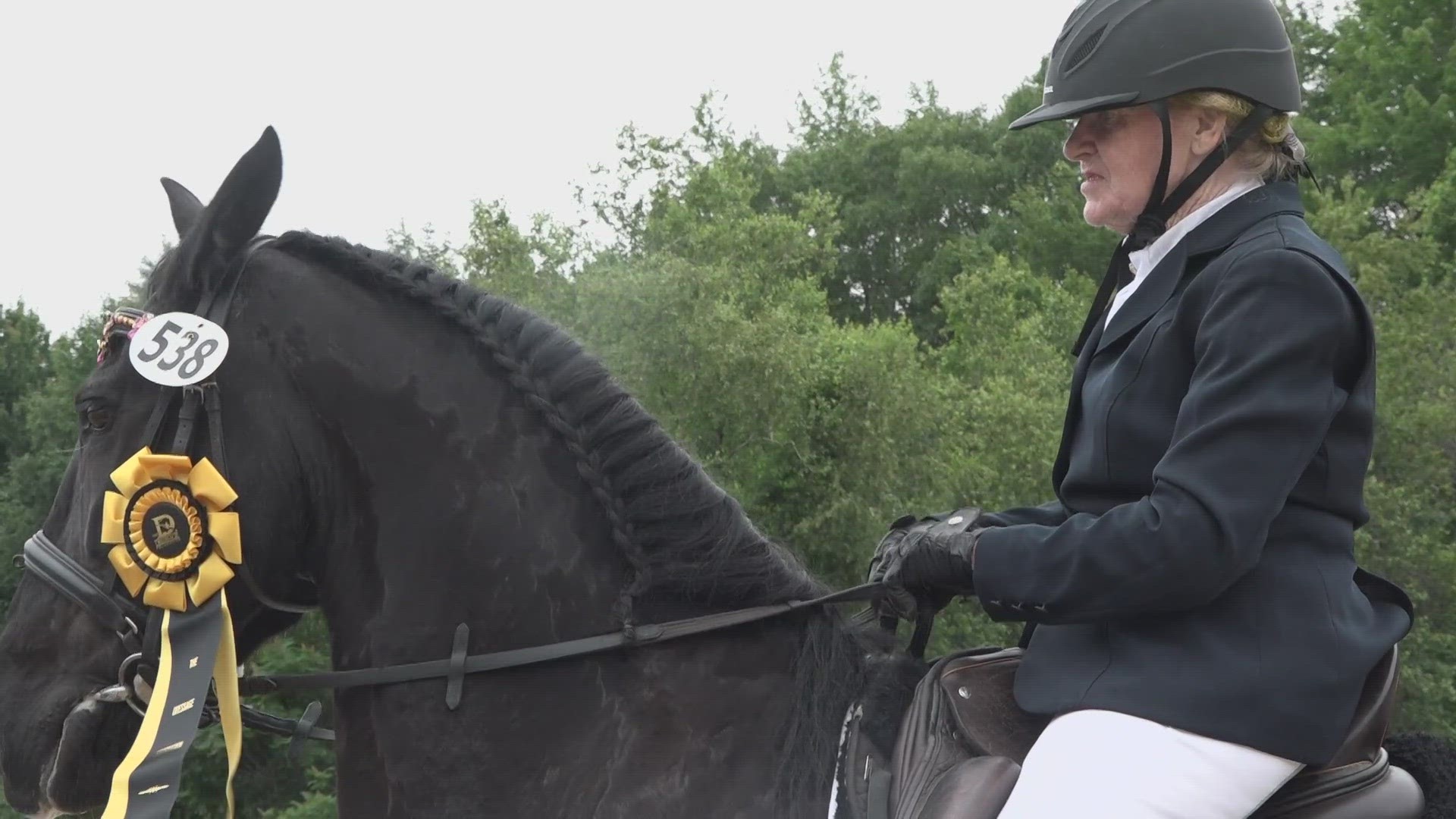 Jean Murphy-Ashton suffered serious injuries when a horse fell on her two years ago. This weekend, she hoped back on the saddle