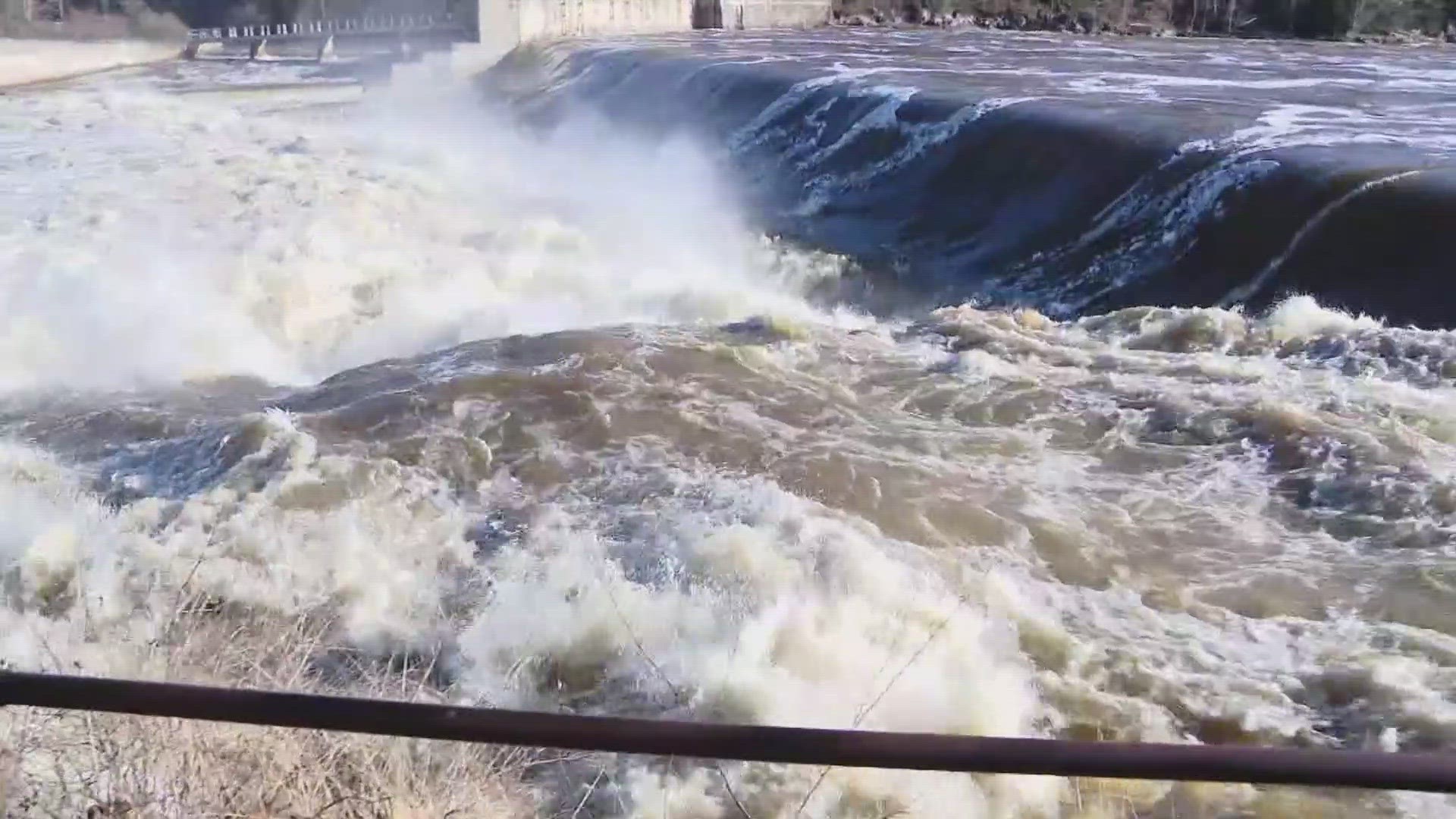 Local leaders in neighboring towns Mexico and Rumford said dozens of people have been displaced by flooding following Monday's storm.