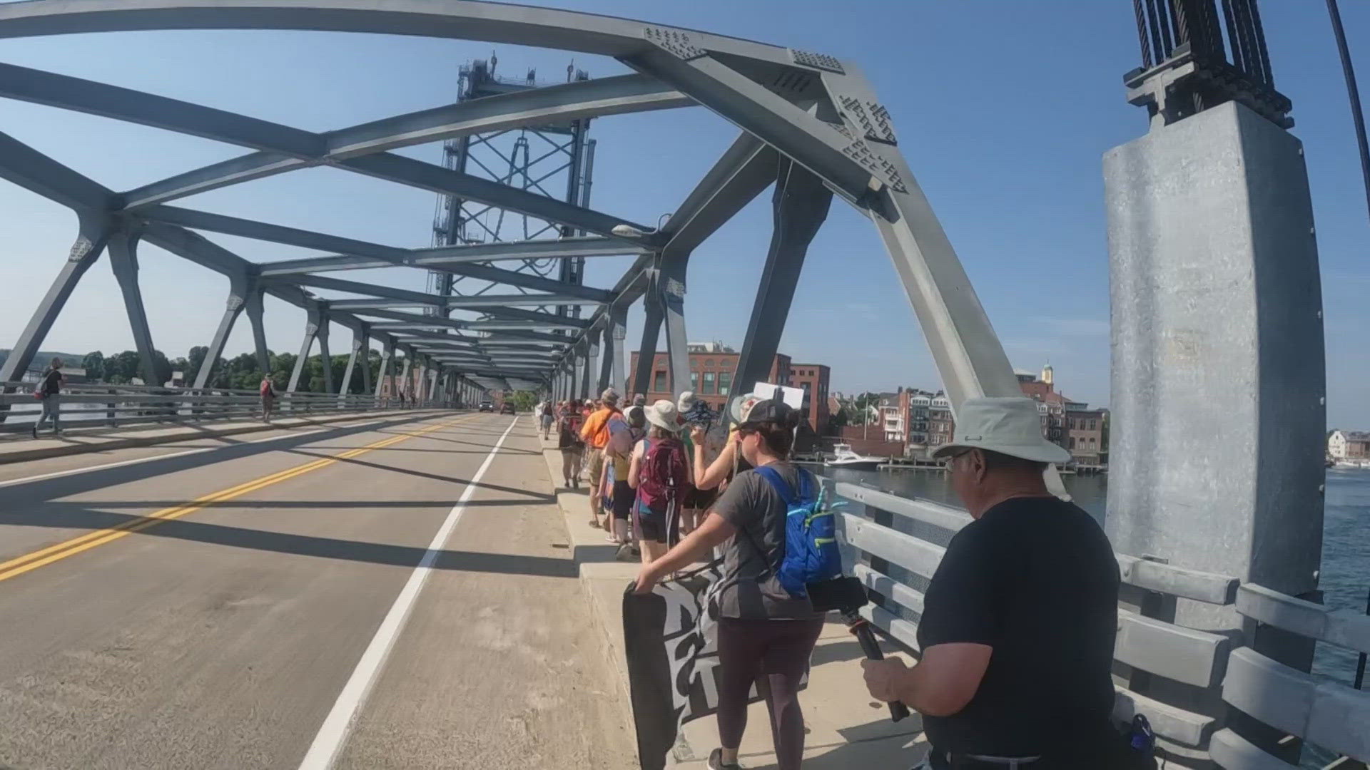 The group started in Kittery and crossed the Memorial Bridge into New Hampshire, ending at the African Burial Ground Memorial in Portsmouth.