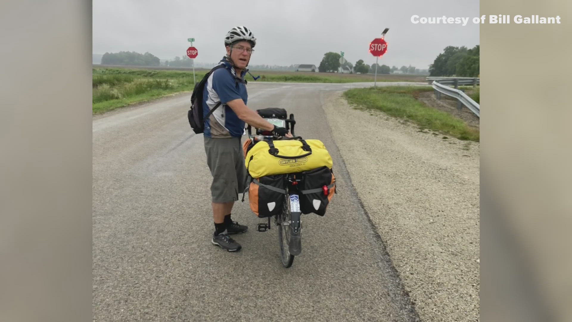 Bill Gallant, 67, of Windham is biking across the Northern Tier to raise money for Preble Street in Portland.