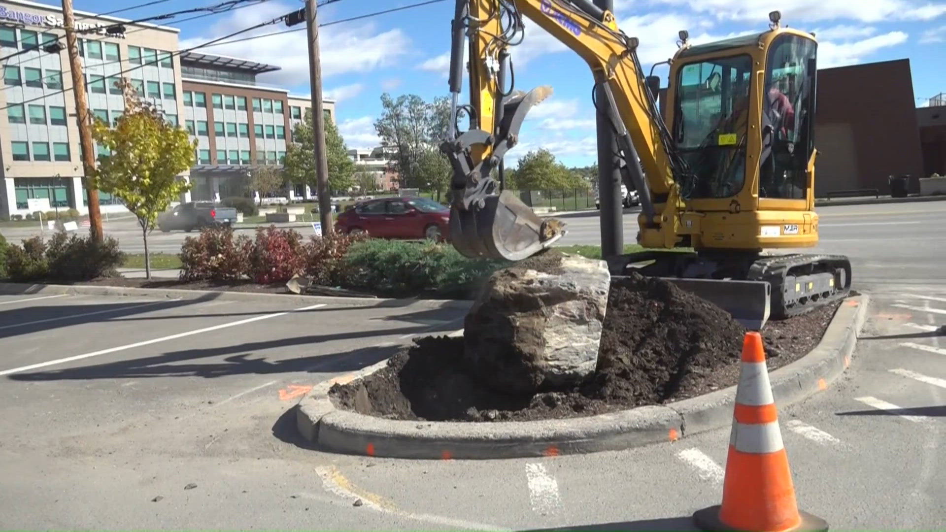 Bangor's 'Dunkin' rock,' which drivers have repeatedly collided with ...