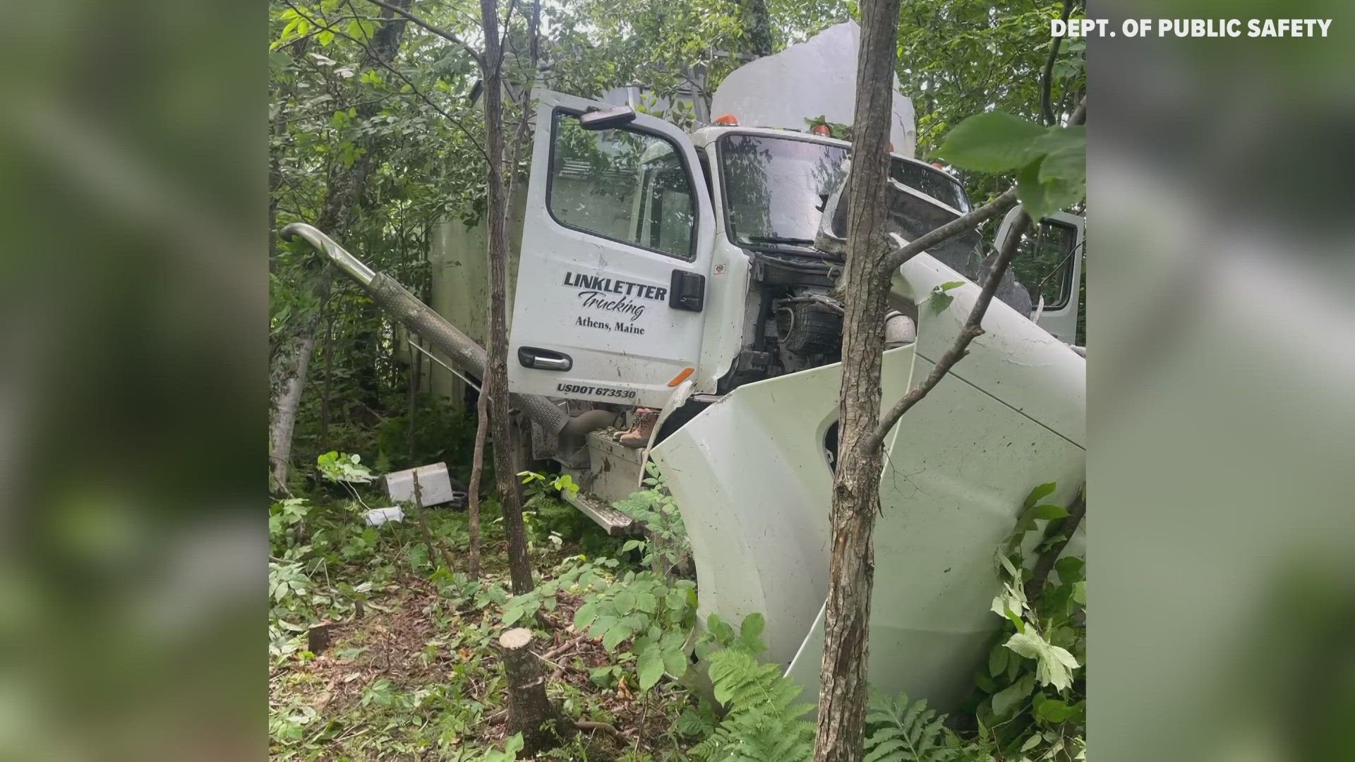 "Witnesses of the crash reported the driver of the tractor-trailer drove off the road without ever touching the brakes," a release said.