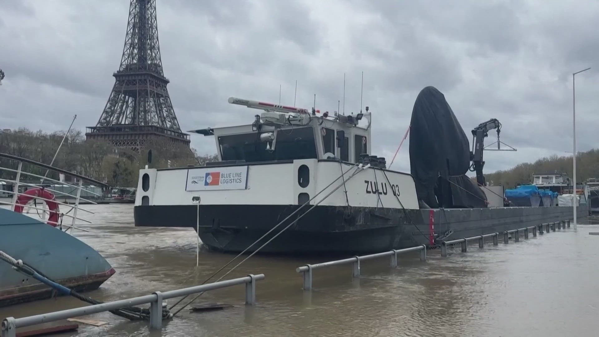 The clock, which was placed on the banks of the Seine near the Eiffel Tower last summer, needed to be protected after heavy rain caused the river to surge.