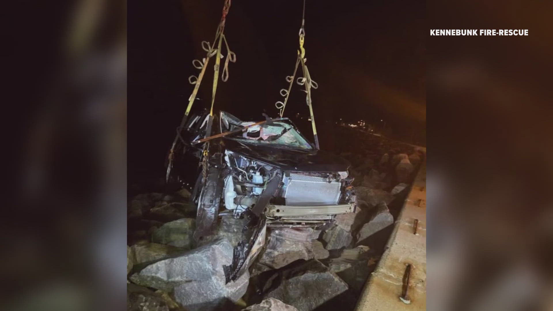 A car reportedly went over the sea wall at Middle Beach and crashed into the ocean Tuesday night.