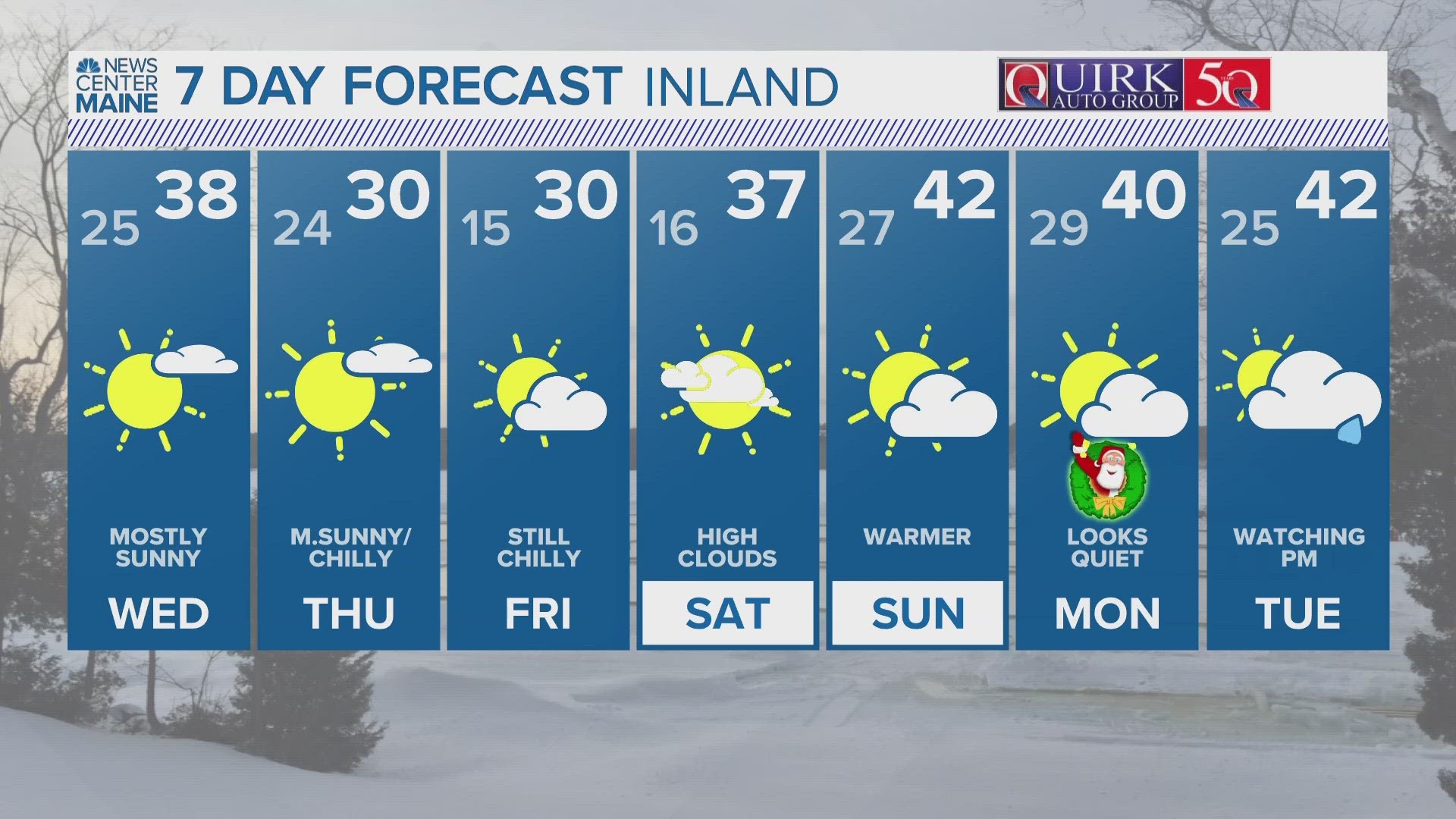 NEWS CENTER Maine Weather Video Forecast: UPDATE 5 p.m. Tuesday, Dec. 19, 2023.