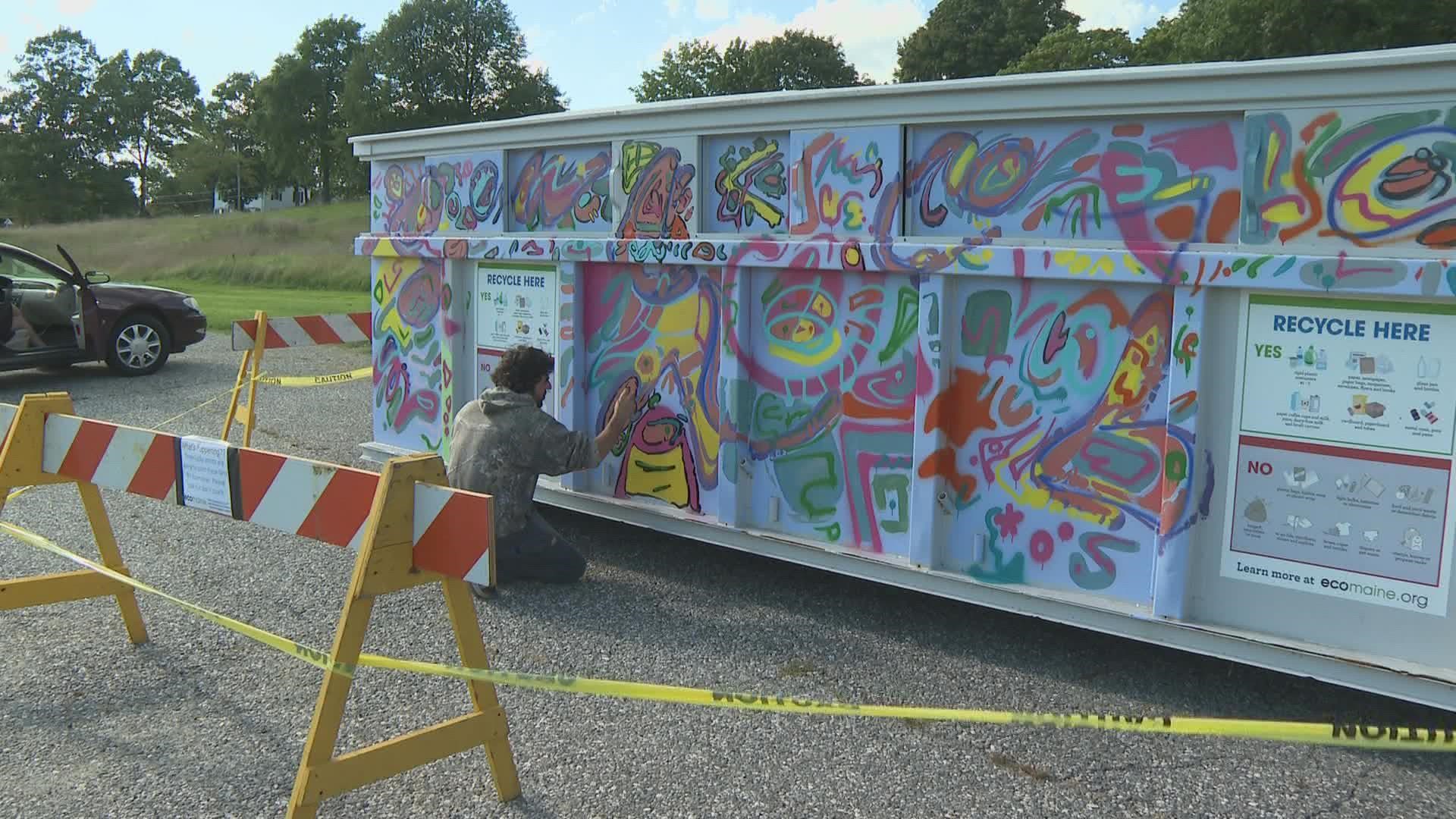 Ecomaine’s Recycling is a Work of Art contest has given four local artists the opportunity to make single-sort recycling containers a work of art.