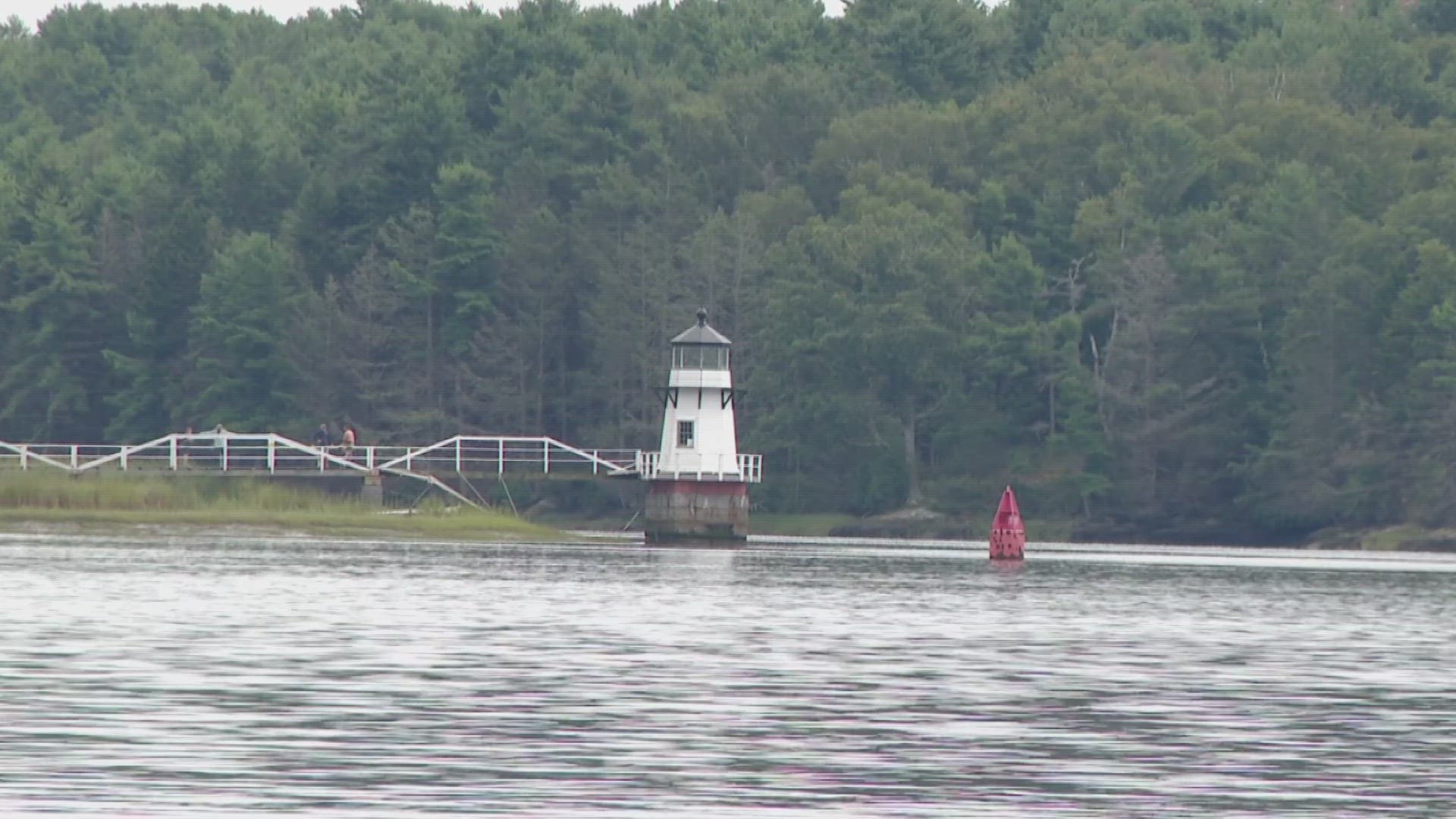 People fell about 12 feet onto rocks and mud beneath the lighthouse during the annual Maine Open Lighthouse Day.