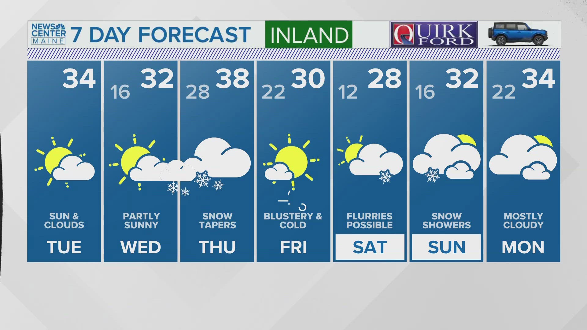 NEWS CENTER Maine Weather Video Forecast: UPDATE Tuesday, December 3, 2024. 12:00 pm