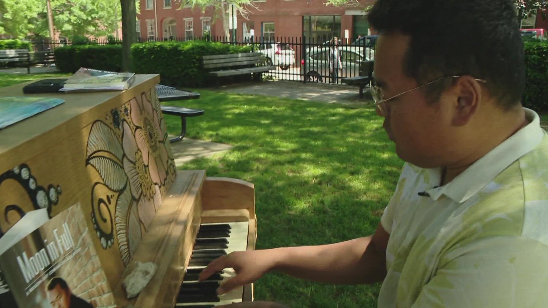 A piano in the park? Sure -- he can play that. And an original composition to boot.