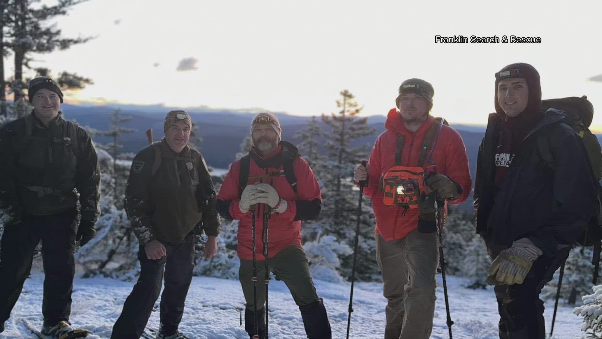 Rescuers were in a "race against time" to reach and warm the stranded hiker before life-threatening hypothermia set in, according to Franklin Search and Rescue.