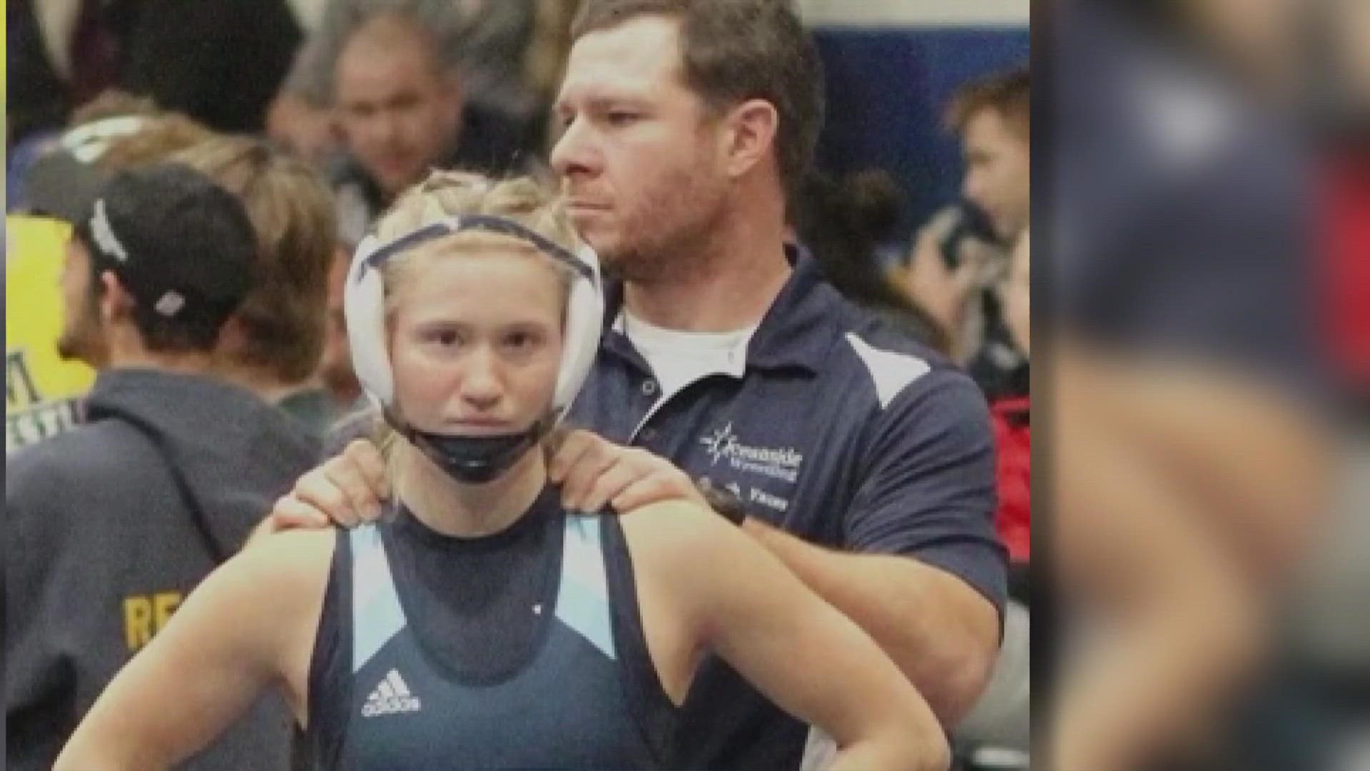 Maddie is the only girl on Oceanside's wrestling team, but she said she hopes her accomplishment will help with that. "I hope more girls get into it," she said.