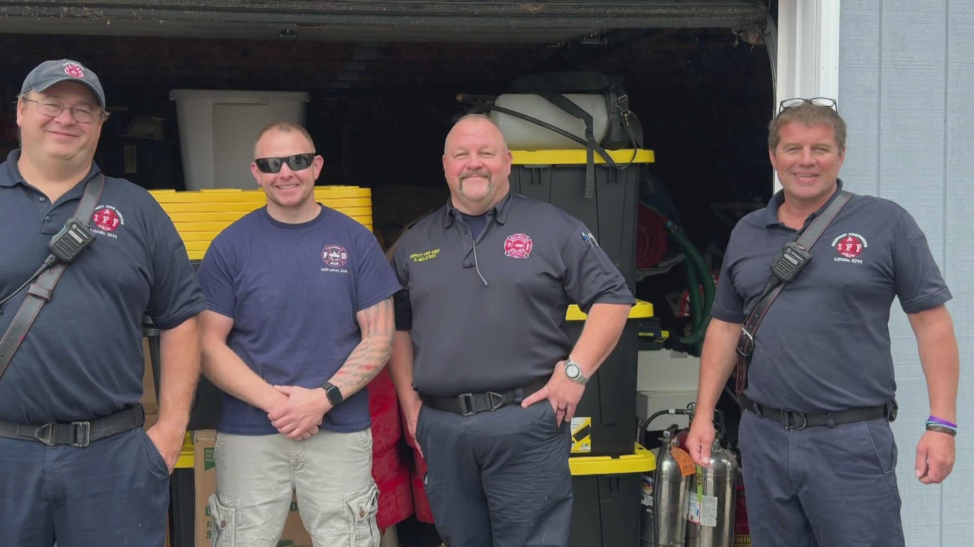 Stacks of items filled a school room and a two-bay garage at the Ogunquit Fire Department