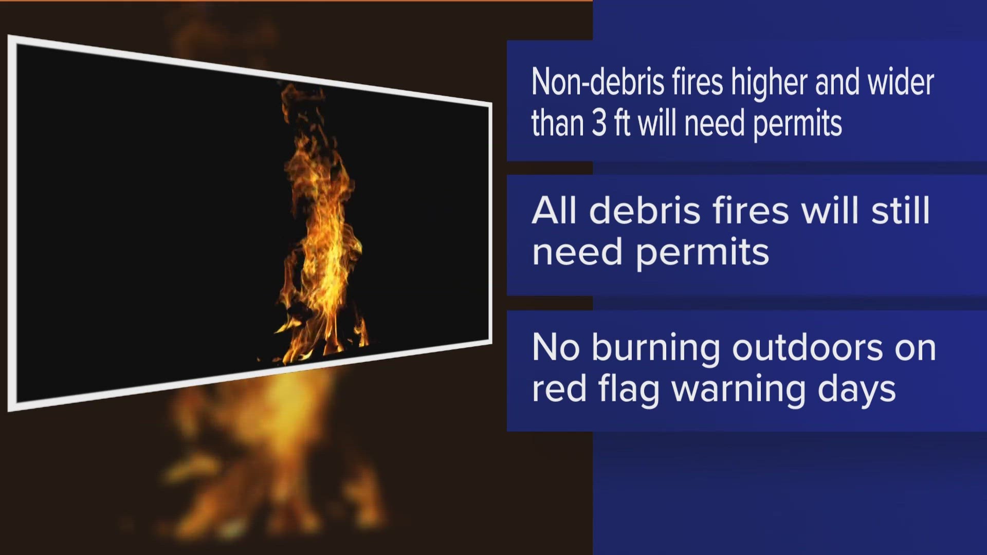 LD 24, which goes into effect Wednesday, Oct. 25, will impact fires exceeding three feet in height and three feet in diameter that are not for debris disposal.