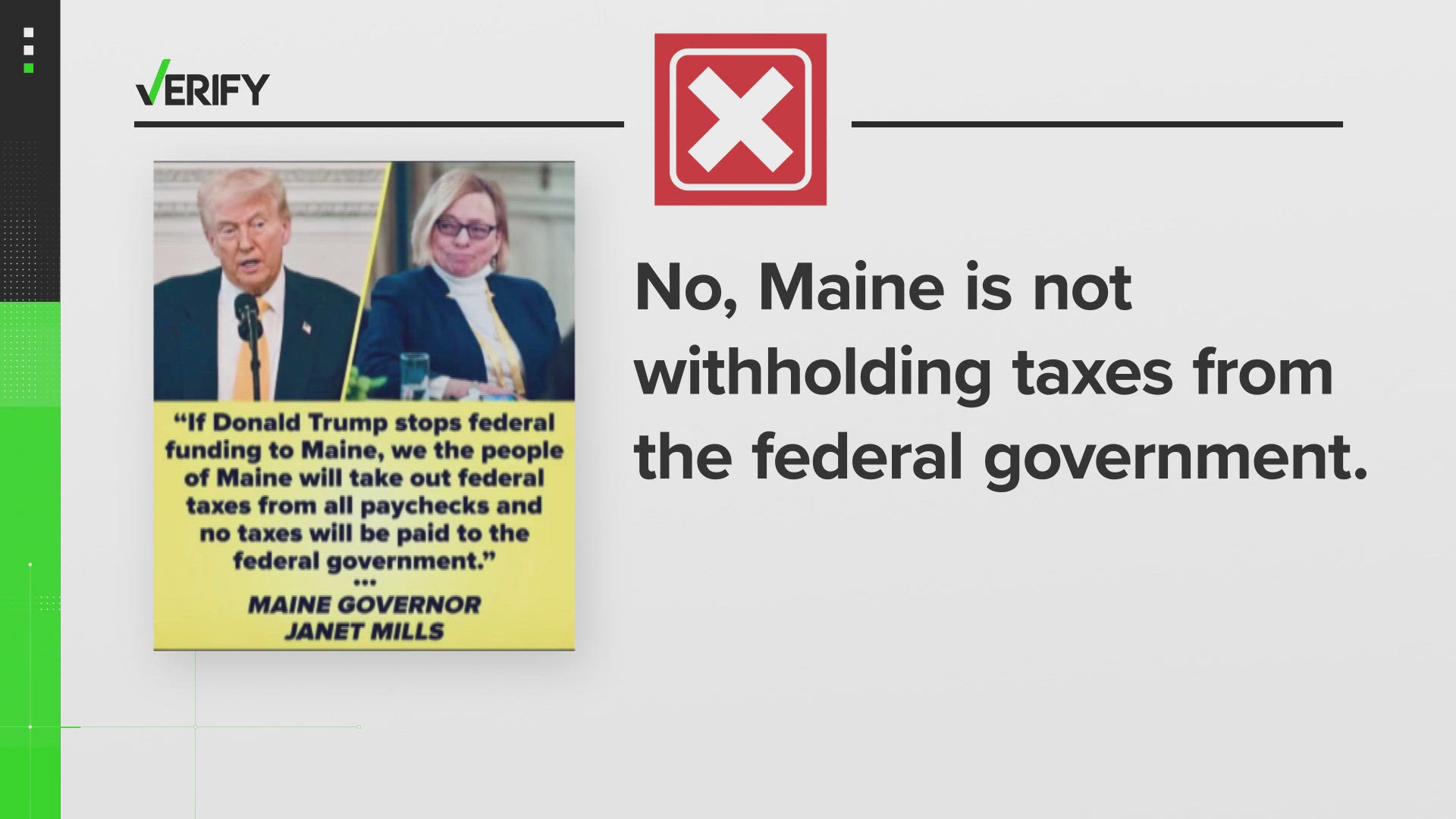 An Instagram post falsely claimed that Maine's governor said the state would not pay taxes to the federal government.