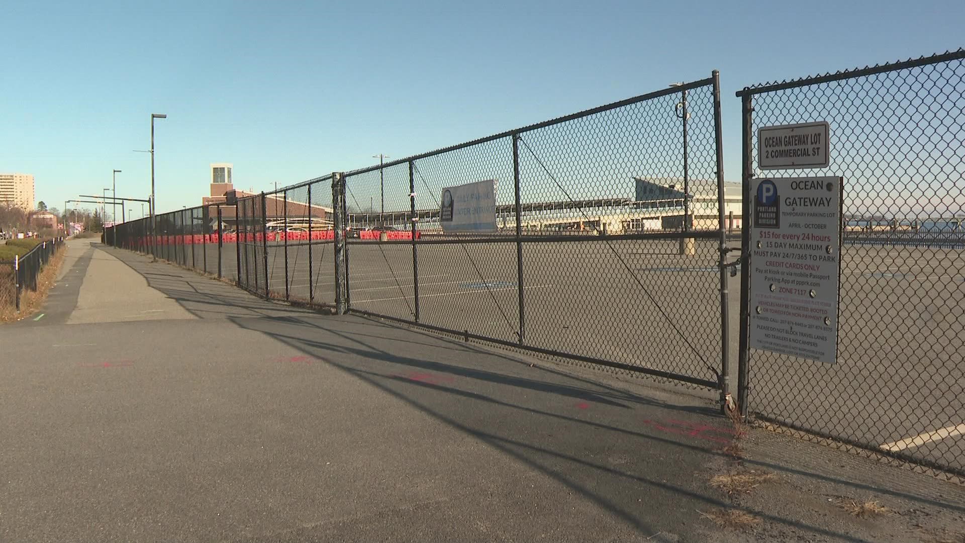 Phase 1 of the Portland Harbor Common Open Space Project plans to transform the parking lot between the State Pier and Ocean Gateway into a green public area.