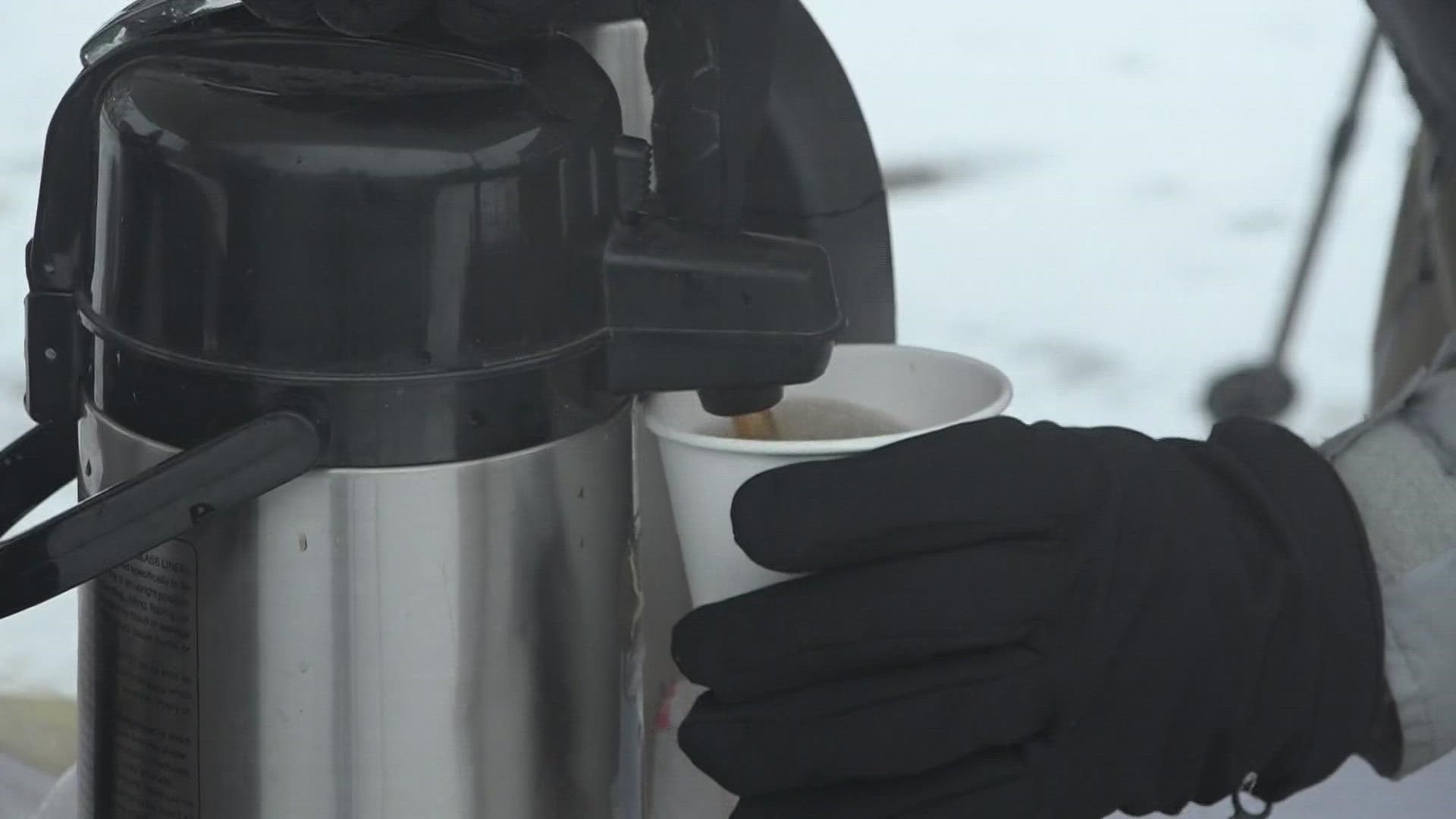 'Food & Medicine' gave bus riders a meal and a hot coffee as they got off the bus.