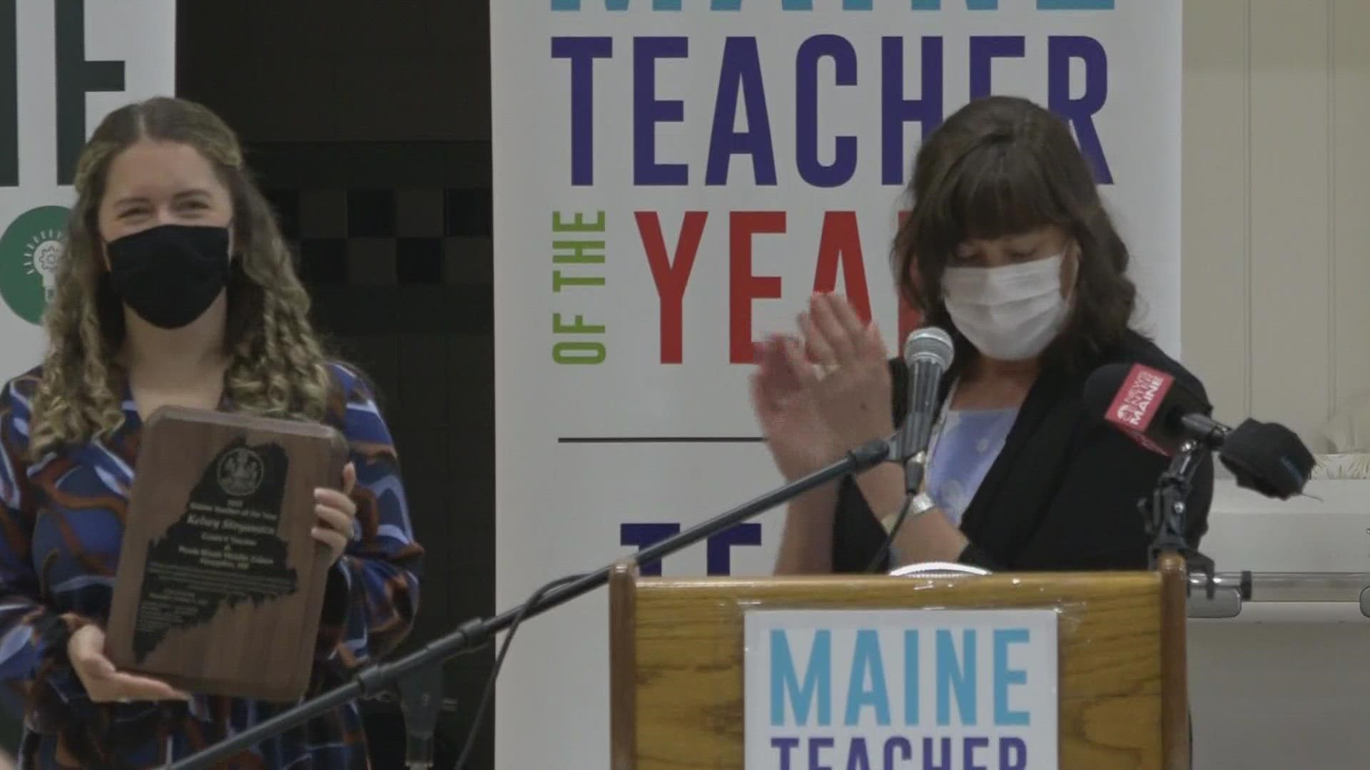 Hampden teacher Kelsey Stoyanova has been named 2022 Maine Teacher of the Year.