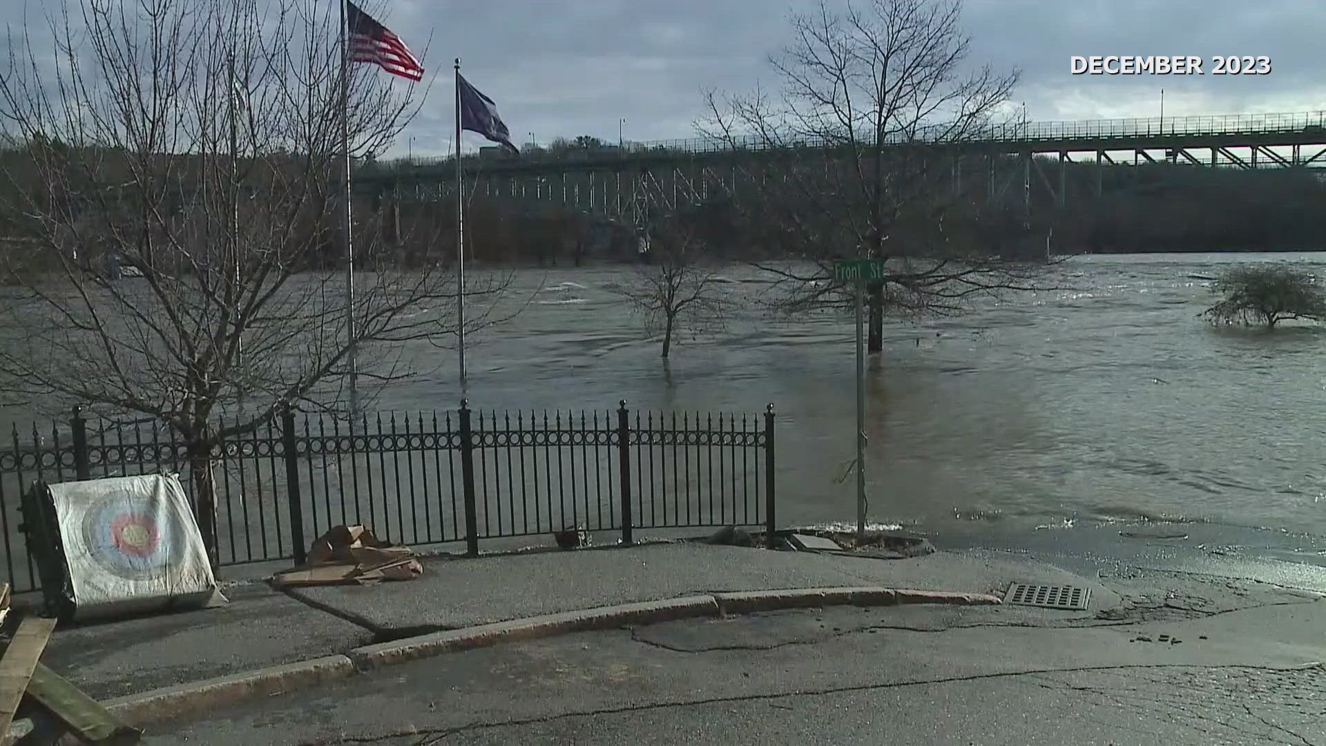 Severe flooding left catastrophic damage to dozens of businesses along the Kennebec River. The flooding was caused by a powerful storm on Dec. 18, 2023.