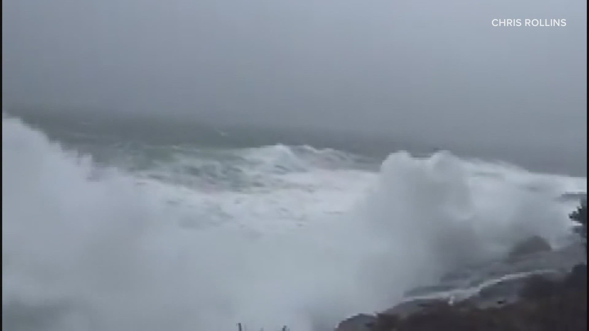 The waves crashed against the east side of the island, which is primarily cliffs.