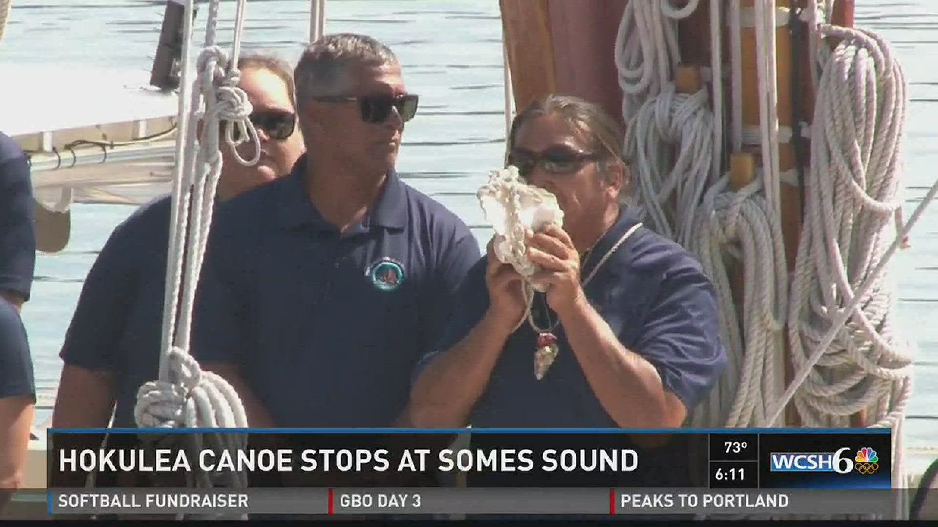 Hokulea canoe stops at Somes Sound