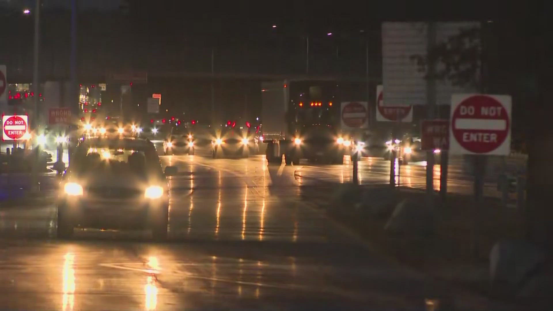 The Maine Turnpike was busy Wednesday night as travelers and commuters packed the roads just before the Thanksgiving holiday.