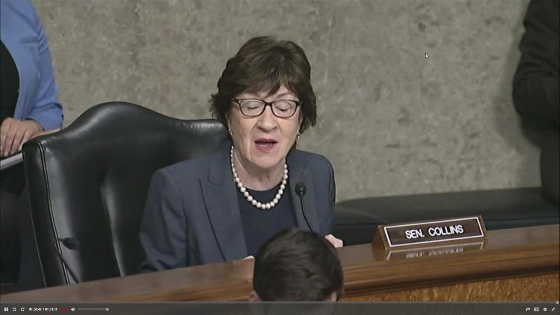 Senator Susan Collins is part of the U.S. Senate Health Committee, which held a hearing on Capitol Hill Thursday to talk with health officials about COVID-19.