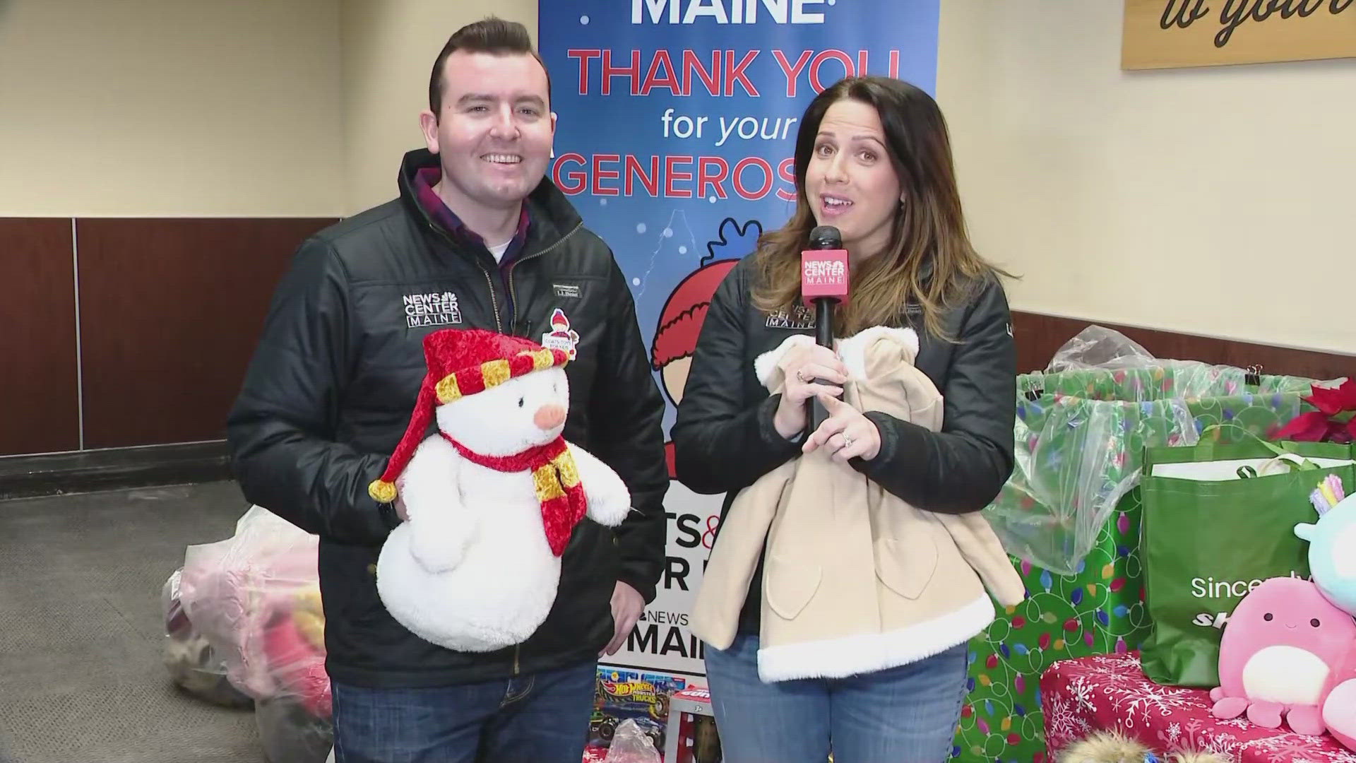 Amanda Hill and Ryan Breton are out at the Shaw's in Auburn, where they are helping to collect donations for the annual outreach event.