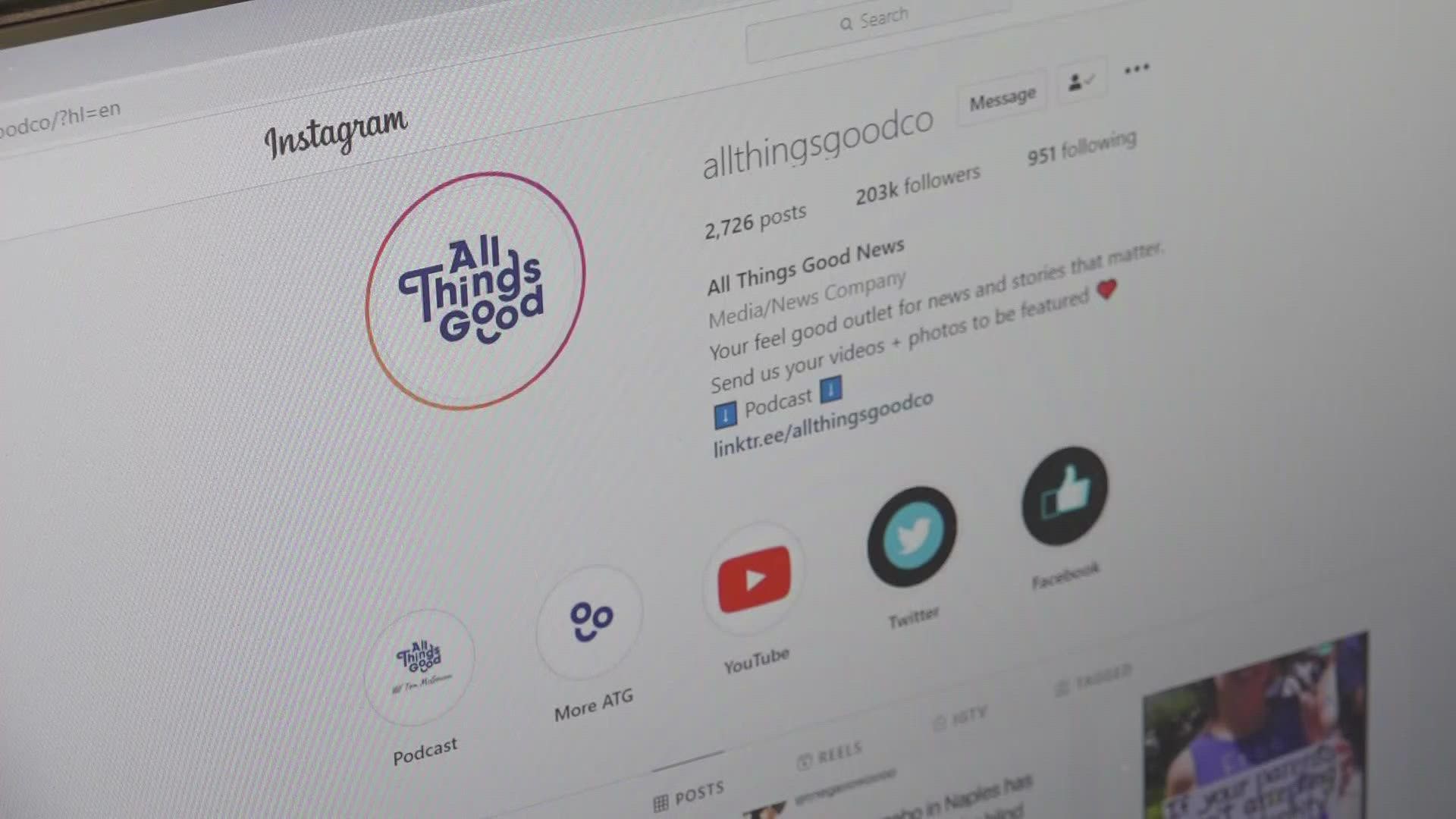 A Maine man is behind a growing social media business that spreads only good news called All Things Good.