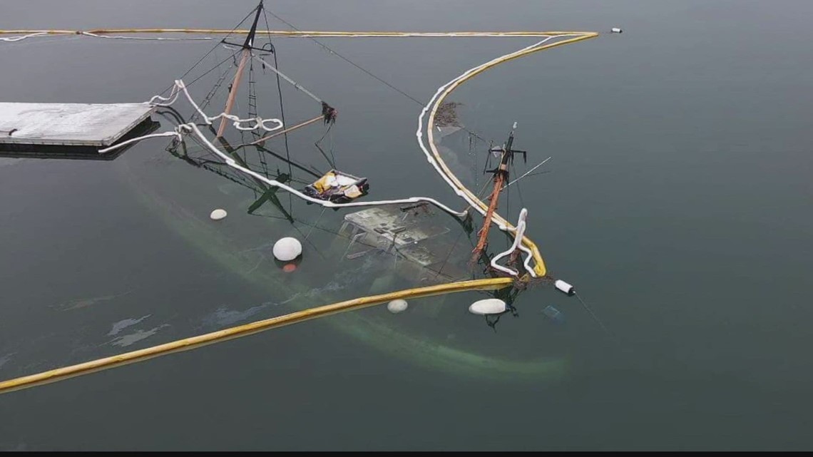 Ship that sank during January storms in Harpswell still leaking oil ...