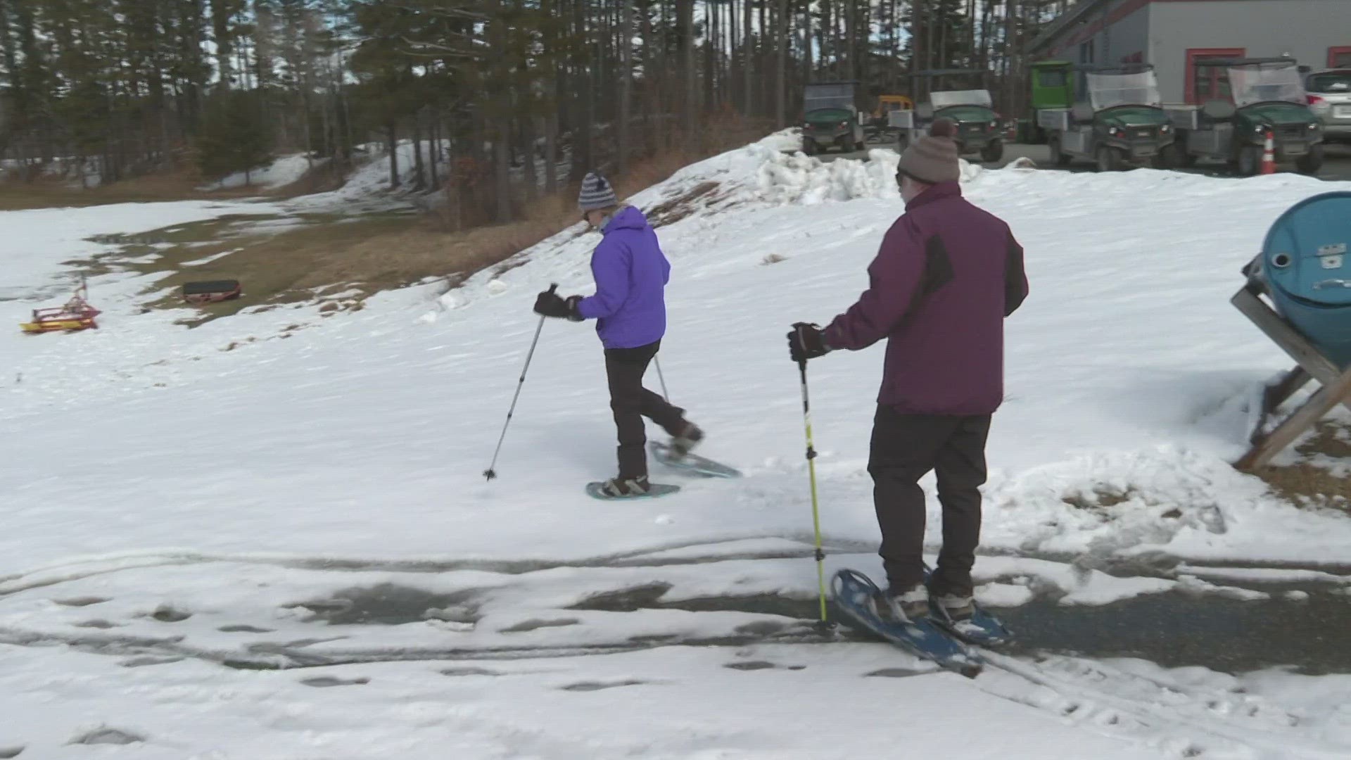 Pineland Farms hopes to keep trails open for cross-country skiing and snowshoeing for several more weeks, but at Riverside Golf Course, the season is nearly over.
