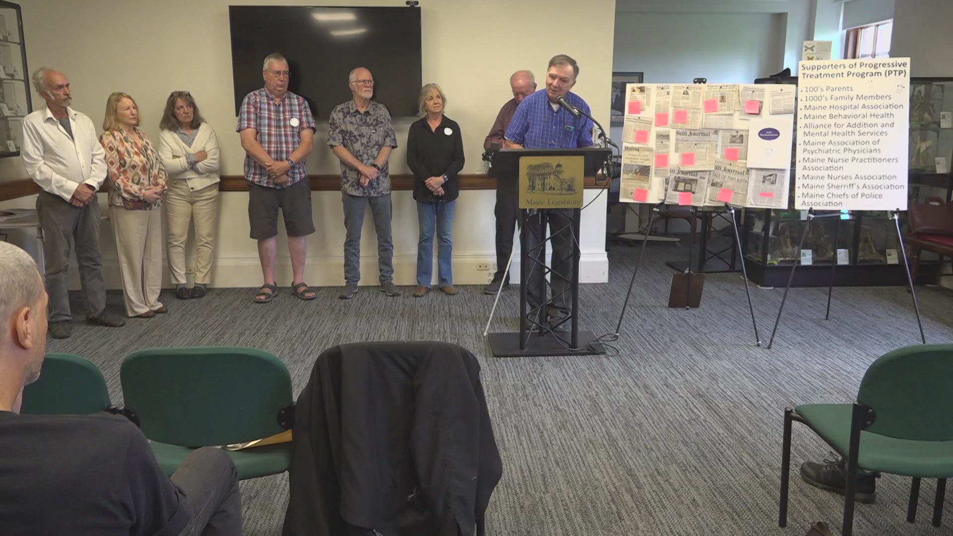 The Maine chapter of the National Shattering Silence Coalition held a news conference at the state capitol advocating for the Progressive Treatment Program.