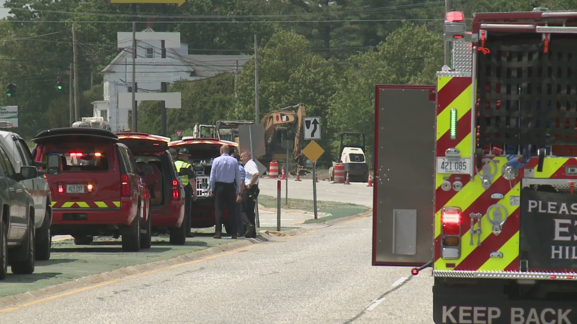 Route 1 was closed to traffic in both directions between Route 114 and Haigis Parkways. The northbound lane has been reopened. The southbound lane remains closed.