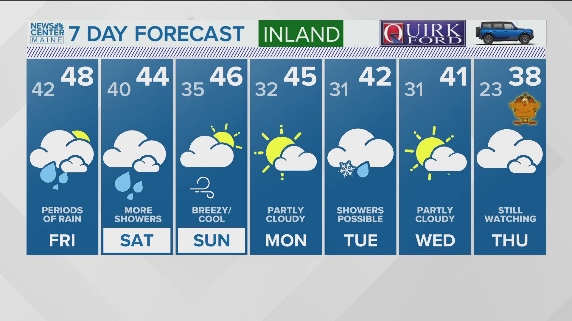 NEWS CENTER Maine Weather Video Forecast: UPDATE 5:30 p.m. Thursday, Nov. 21, 2024.