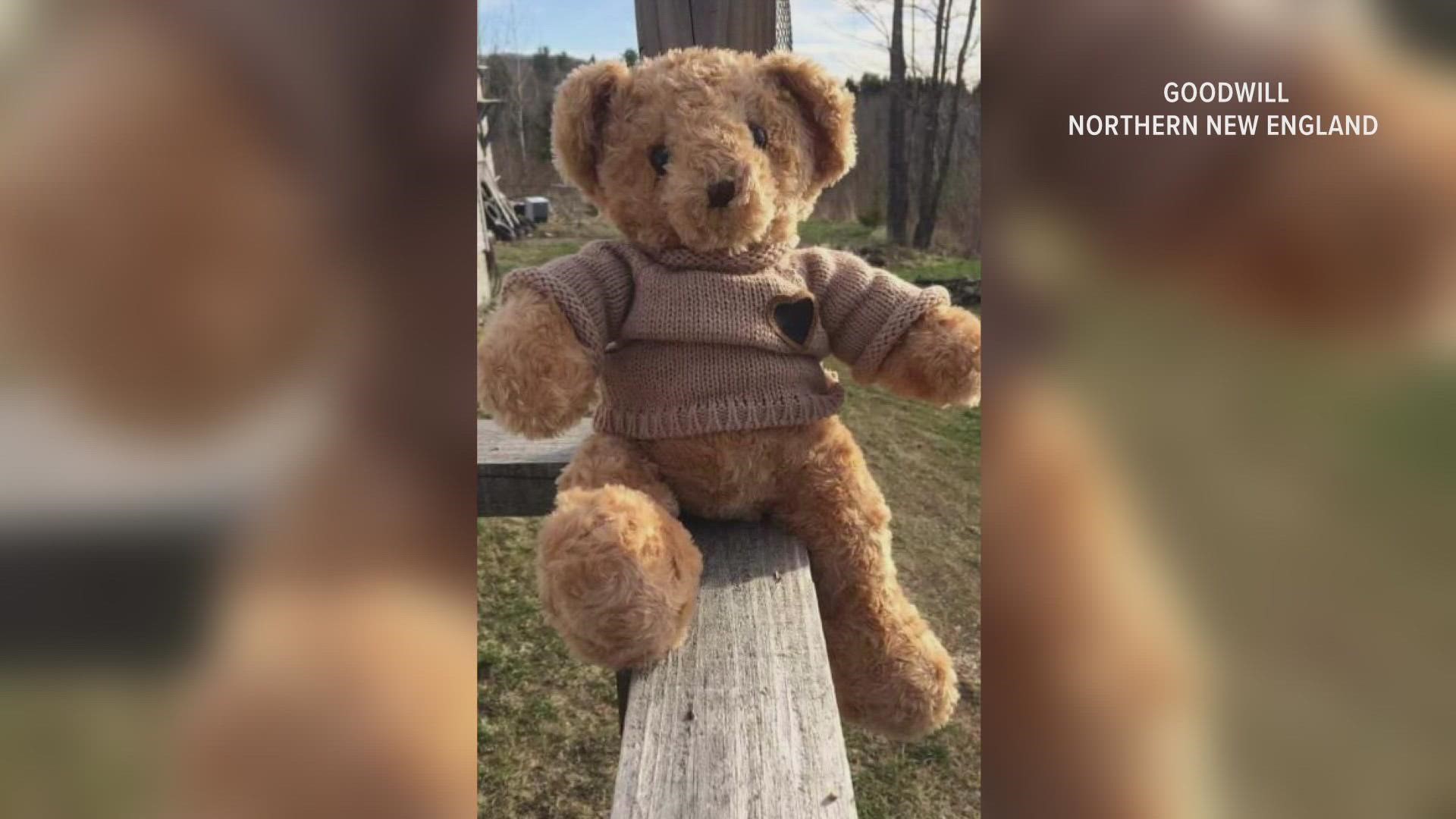 The teddy bear's former owner reached out to Goodwill noting the special bear contains a bag of his son's ashes, according to a Facebook post.