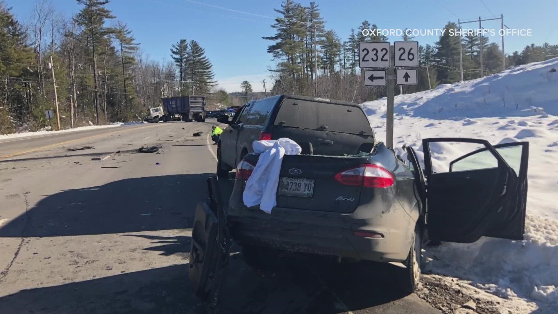 A woman from South Paris sustained "serious injuries" in the crash and was flown to Maine Medical Center in Portland, according to the Oxford County Sheriff's Office