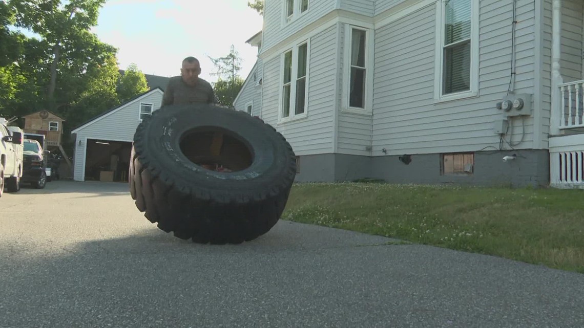 Bangor man plans to flip a tire for one mile for Maine veterans