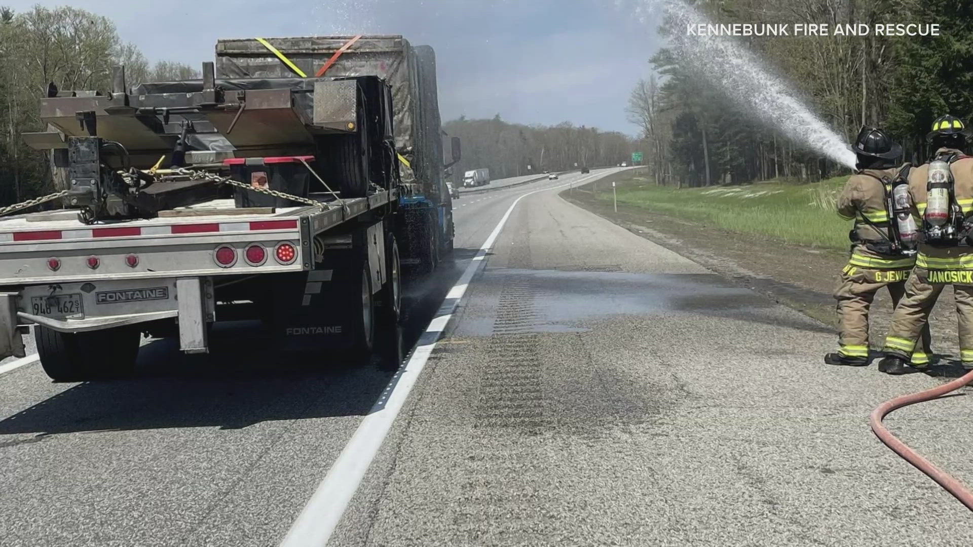 Kennebunk Fire-Rescue said it responded to a fiery crash on the Maine Turnpike involving a tractor-trailer hauling bees.