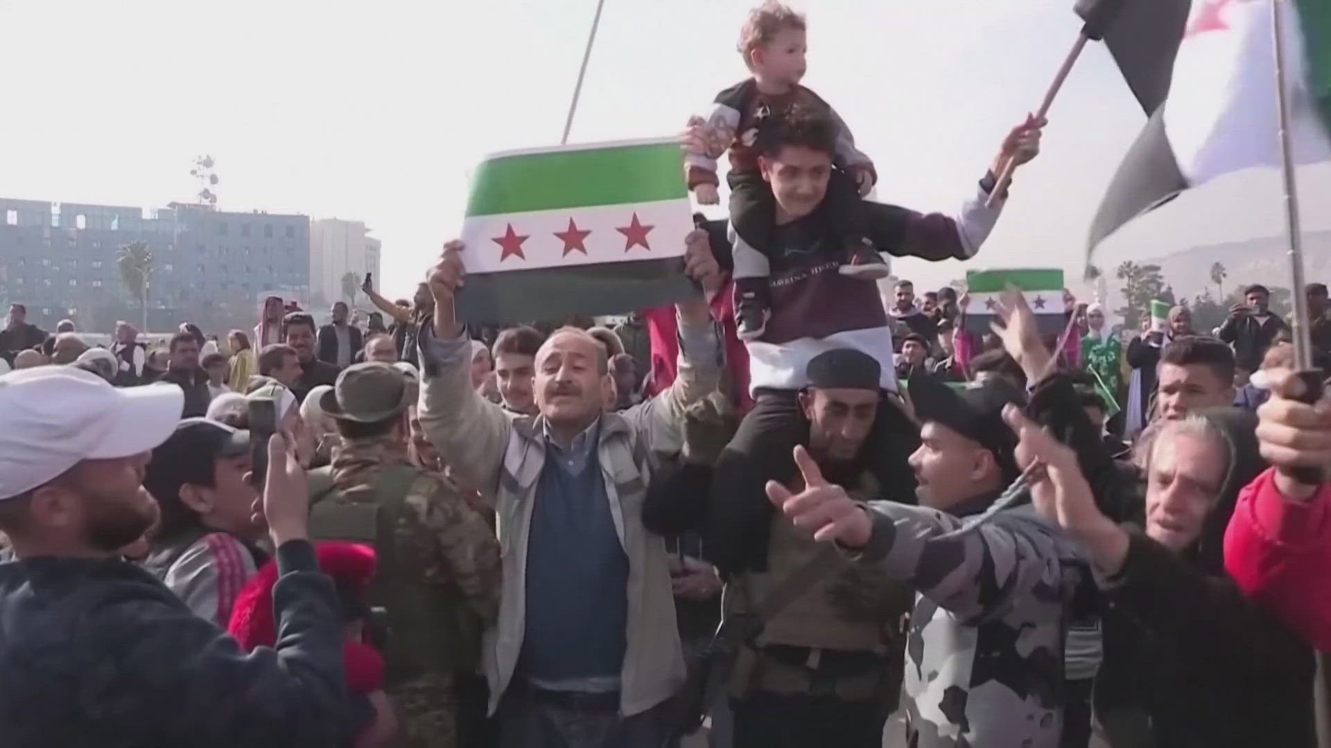 Thousands of Syrians took to the streets to take part in Friday prayers and celebrate the downfall of the President Bashar al-Assad regime. 