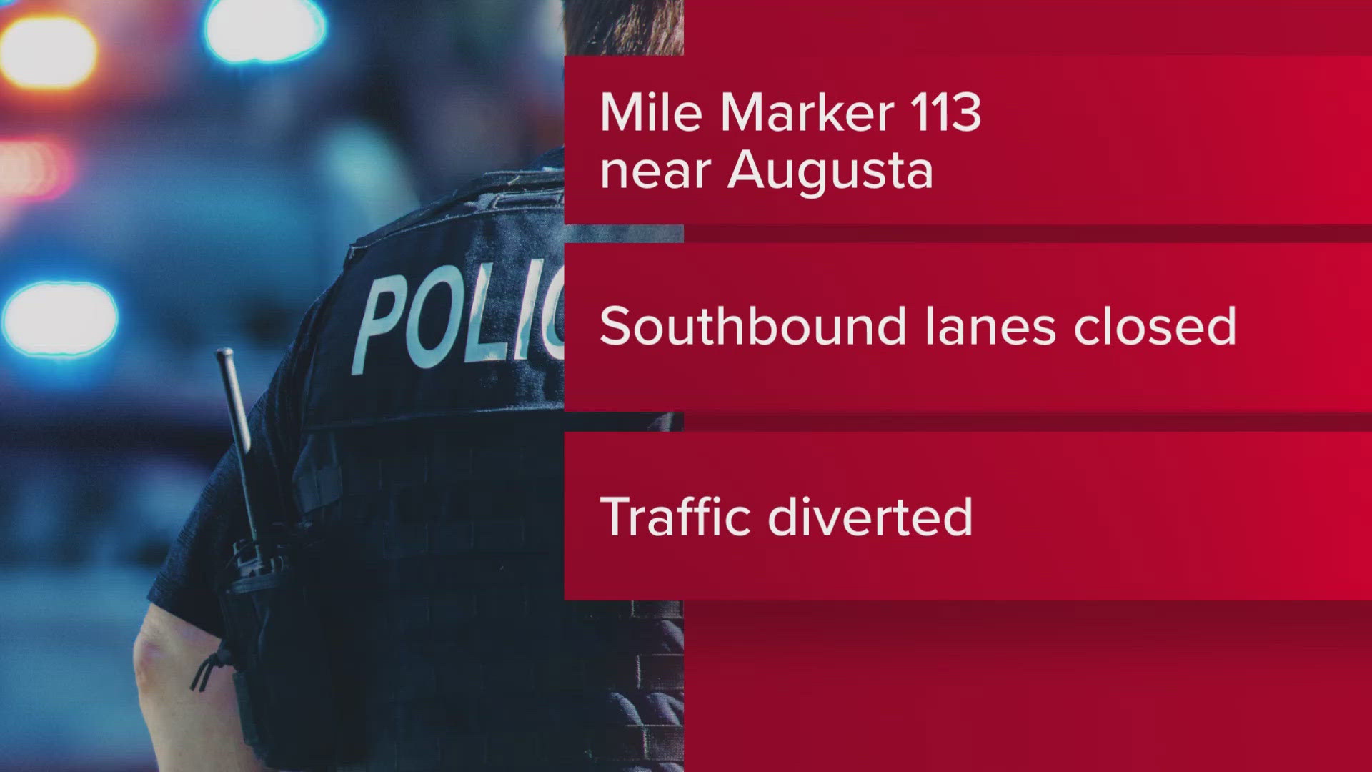 The crash in the southbound lanes near Mile Marker 113 caused major traffic delays Friday night. Drivers were being diverted around the area.