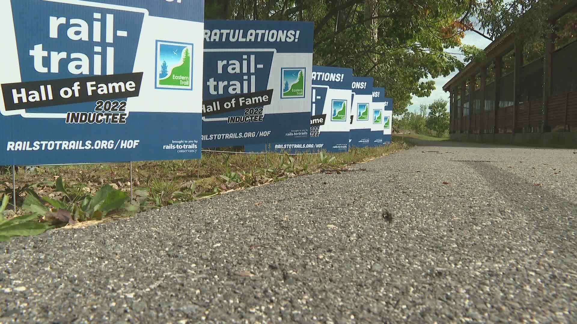 The Eastern Trail, which runs through 12 southern Maine towns, was inducted into the Rail-Trail Hall of Fame Friday morning.