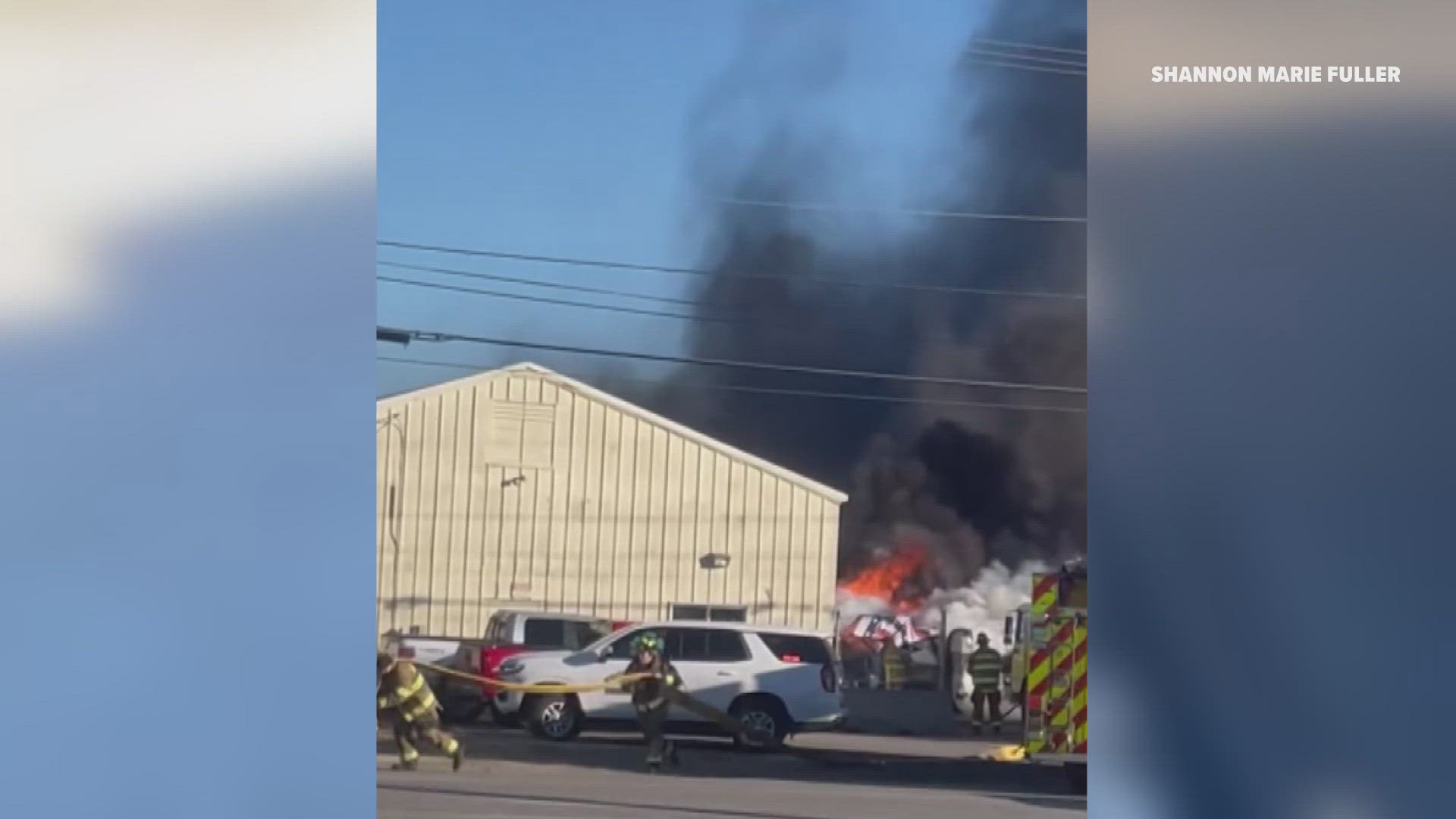 Firefighters were called to Bamforth Marine on Brunswick Landing shortly before 2 p.m. Friday after a nearly 30-foot boat caught fire. 