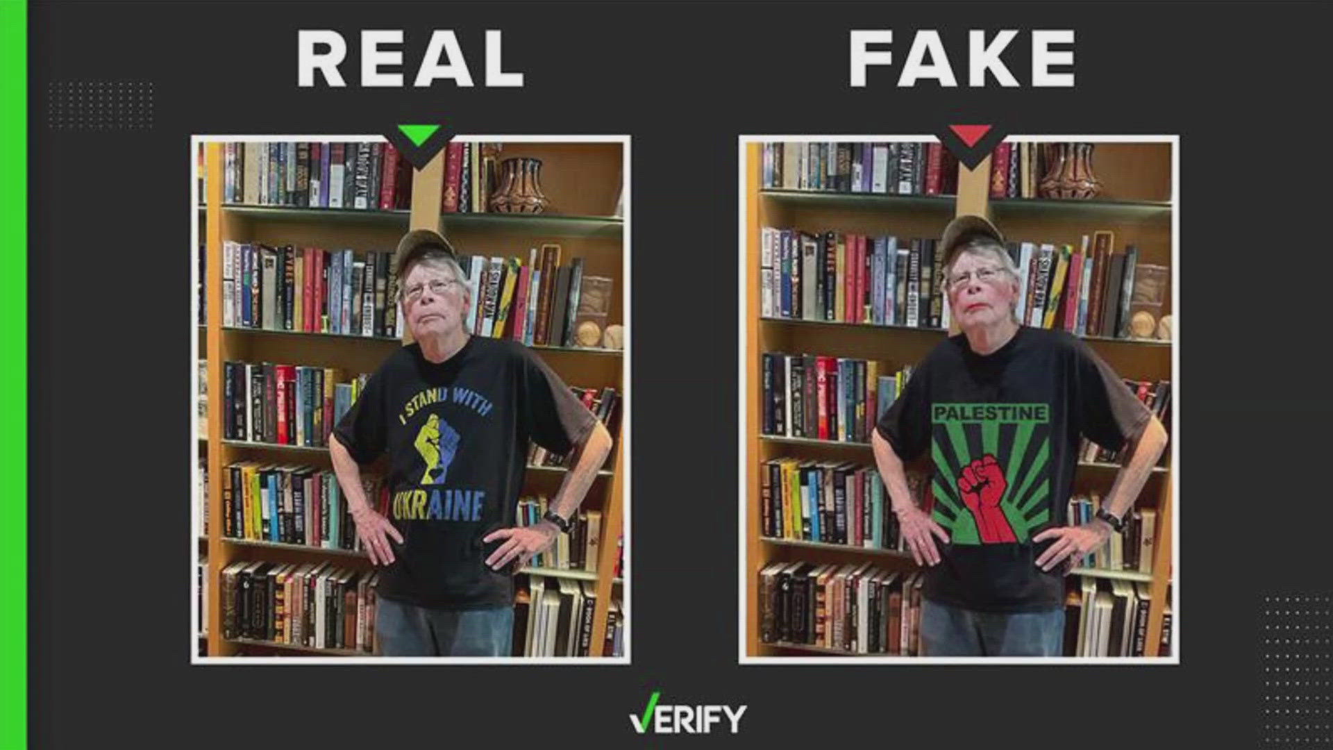 The viral image was photoshopped to show the author wearing makeup and a Palestine shirt. The original image was taken in 2022.