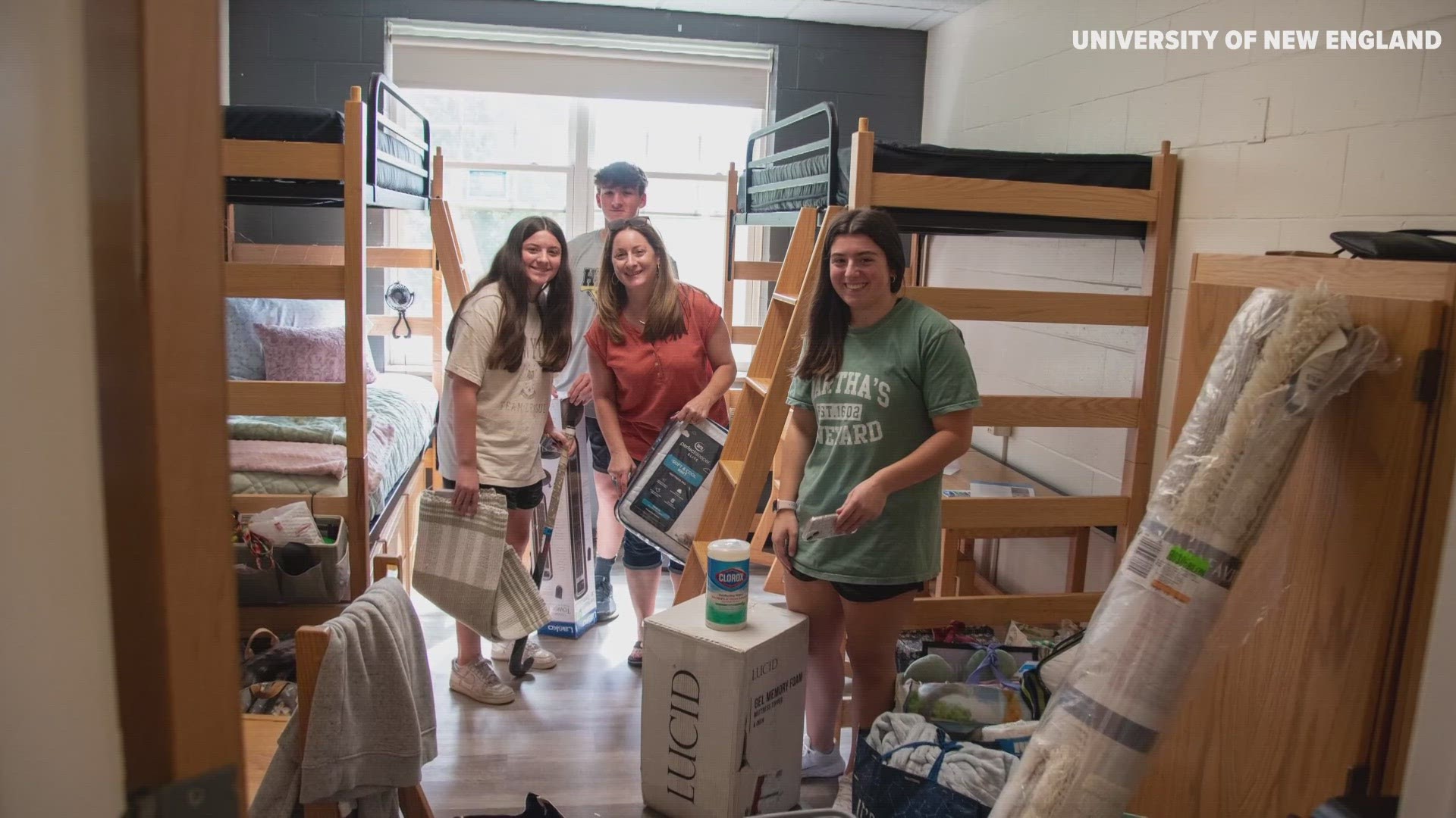 School officials say 450 new students moved into the school's Biddeford campus.