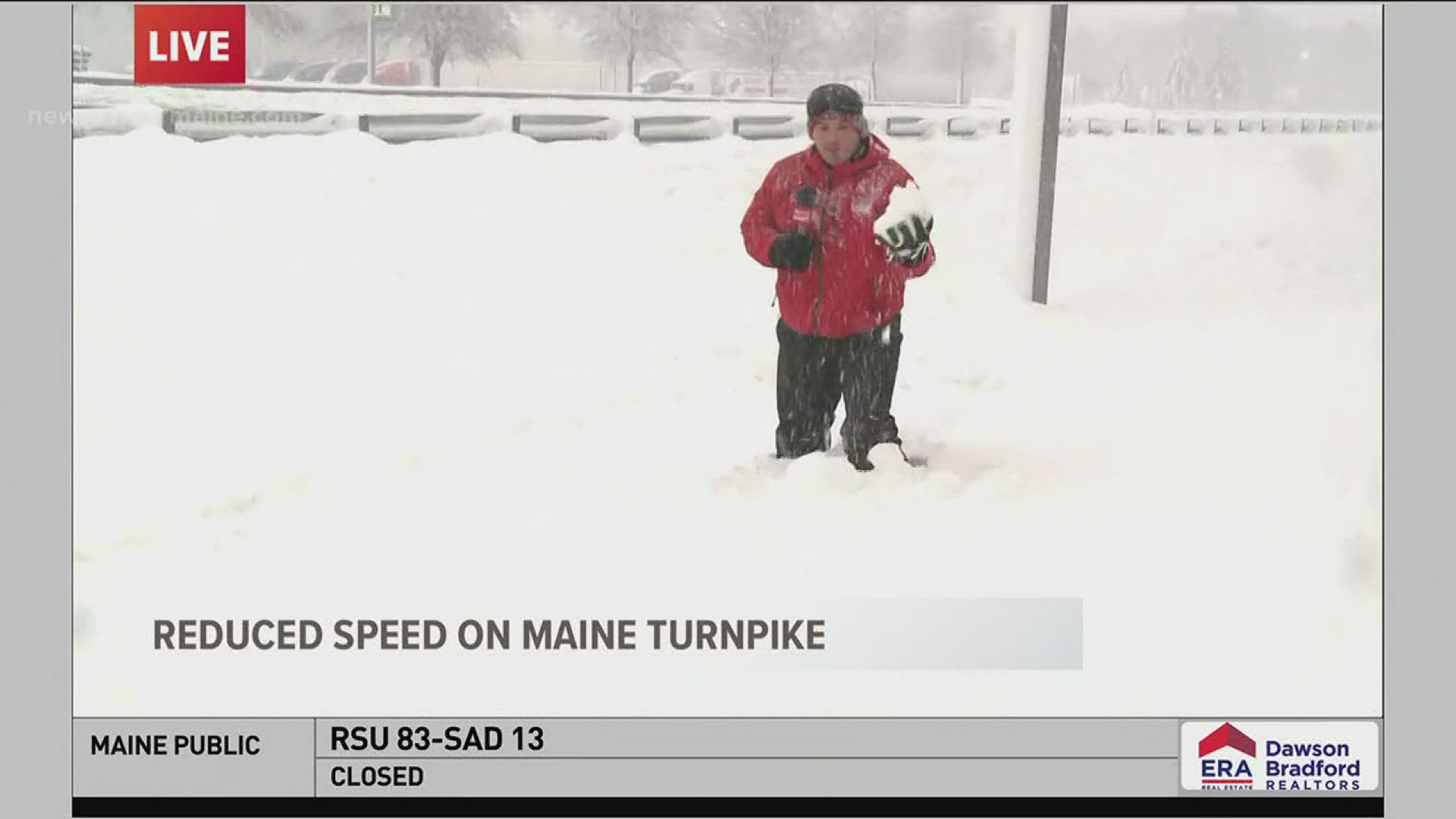 Clay checks road conditions in Kennebunk