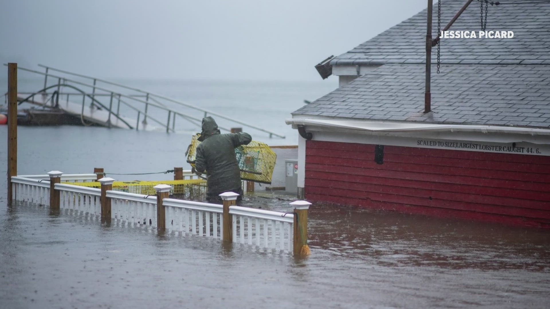 Several buildings along the water were submerged and damaged on Saturday, Jan. 13 after a storm brought record-high water levels to the Maine coastline.