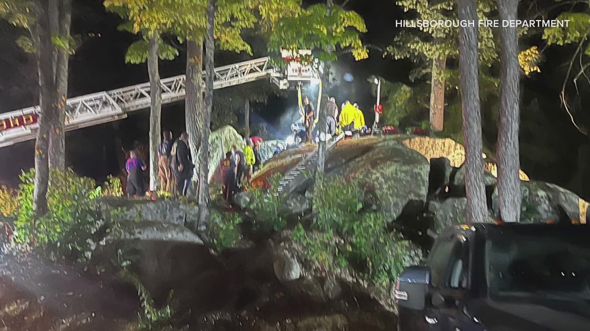 Firefighters in New Hampshire used ropes and a lubricant to rescue the child.