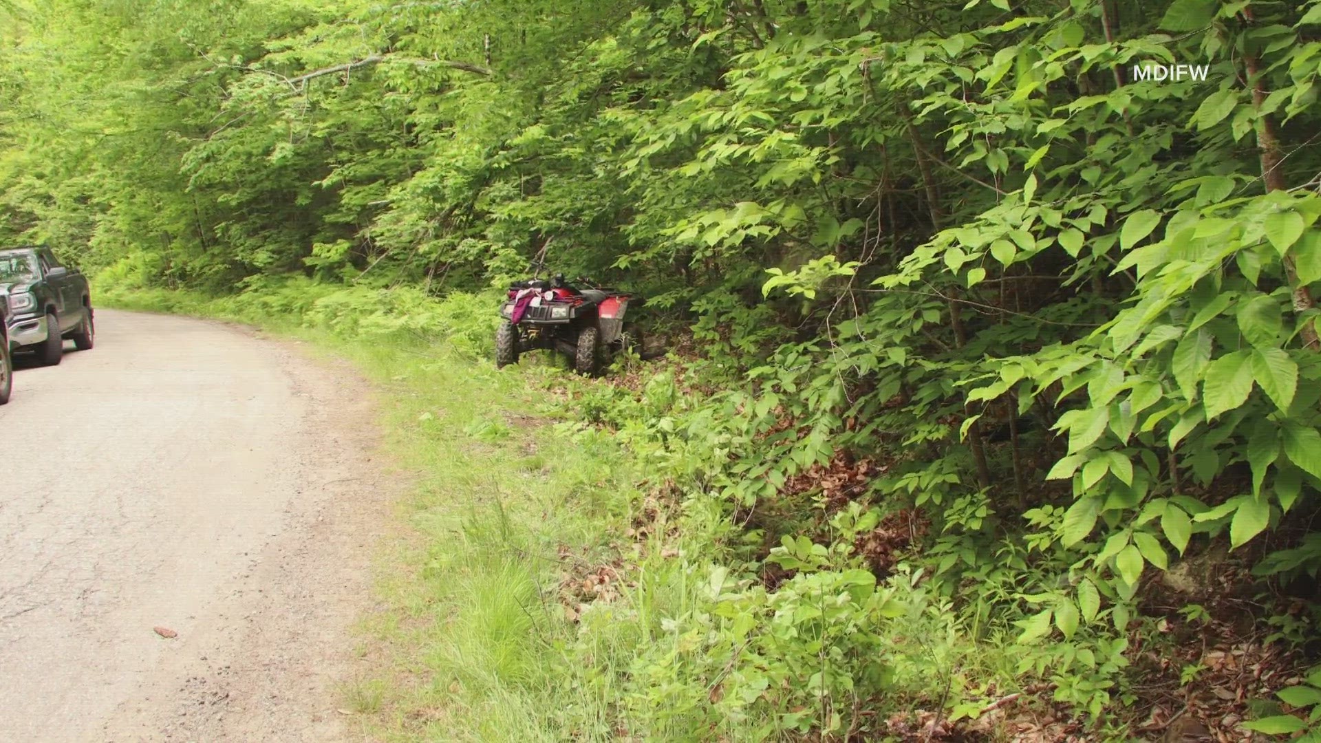 An ATV flipped while traveling to a bus stop, tossing a 12-year-old boy to the side and trapping the mother and 13-year-old boy underneath, officials said.