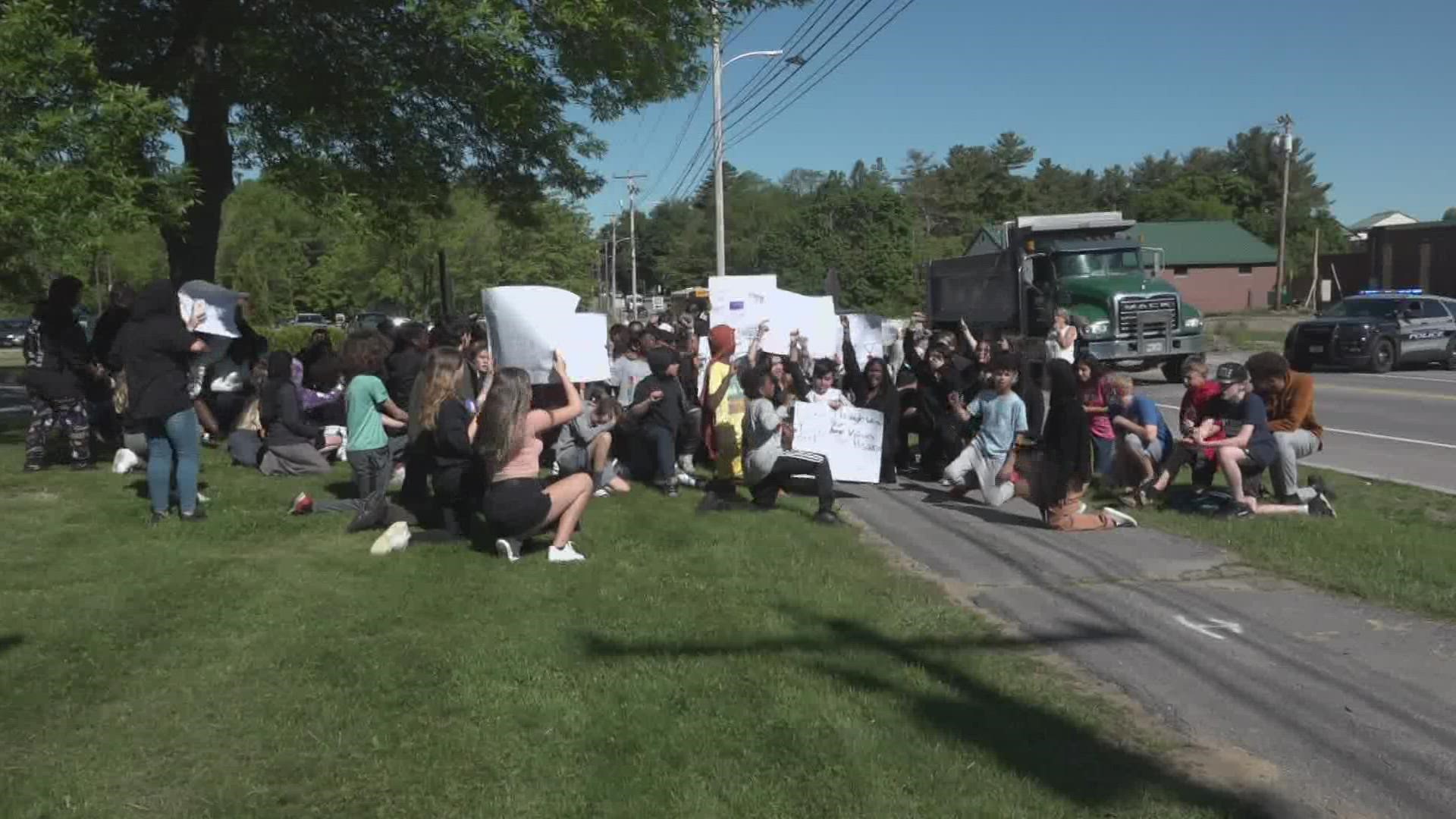 Dozens of Westbrook middle and high school students protested on Monday, June 4 in response to an incident at the Westbrook Together Days festival.